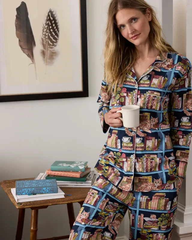 Secret Library - Long PJ Set - Hideaway Blue sold by Printfresh