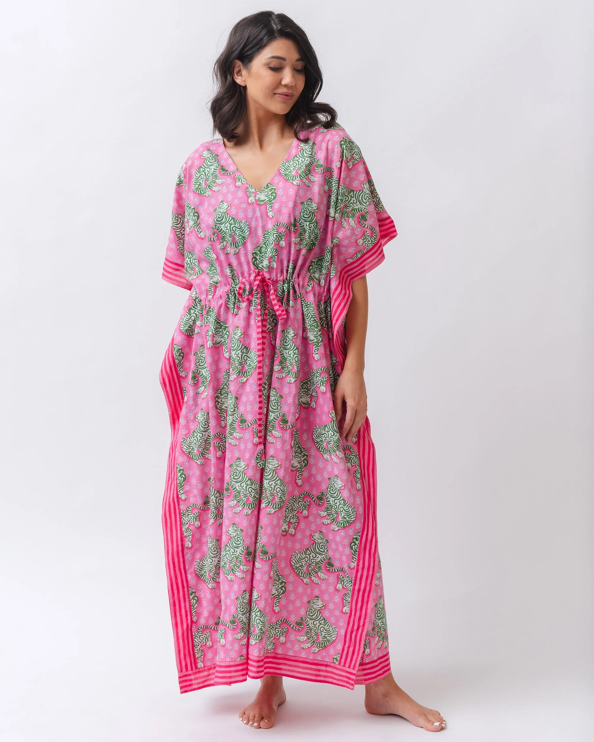 Tiger Queen - Let's Cruise Caftan - Pink Limo sold by Printfresh product image thumbnail 4