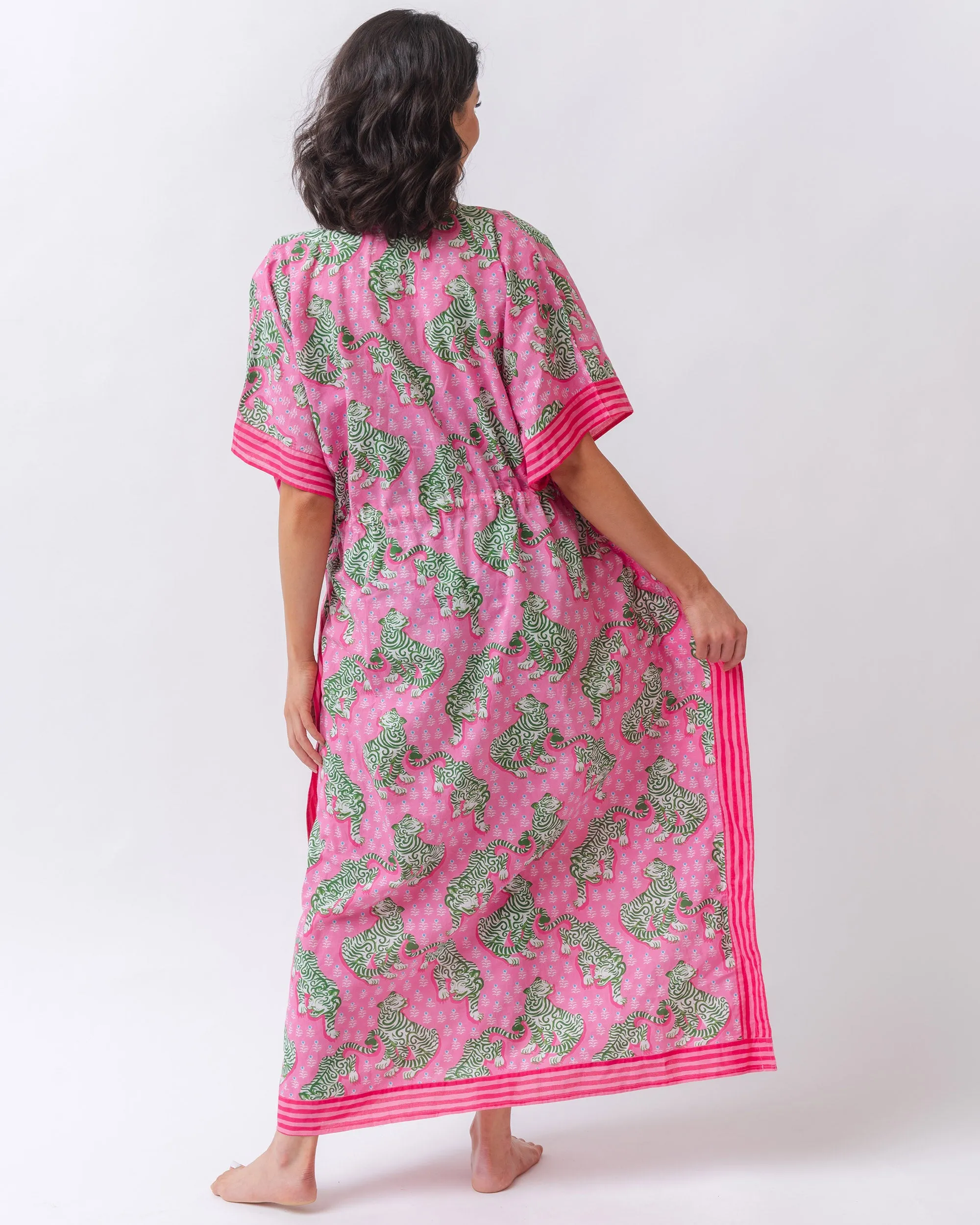 Tiger Queen - Let's Cruise Caftan - Pink Limo sold by Printfresh product image thumbnail 5