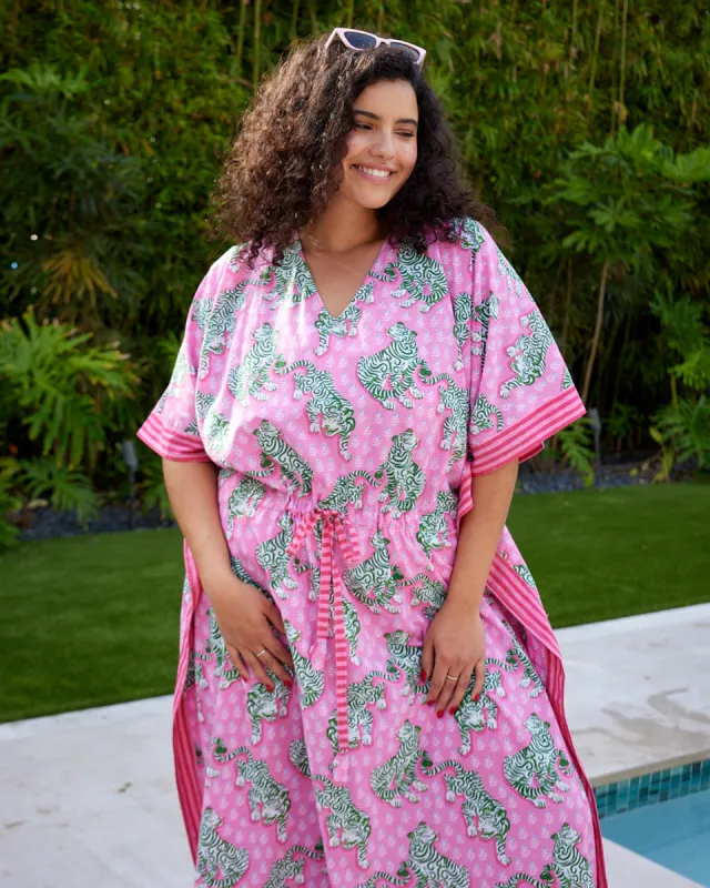 Tiger Queen - Let's Cruise Caftan - Pink Limo sold by Printfresh