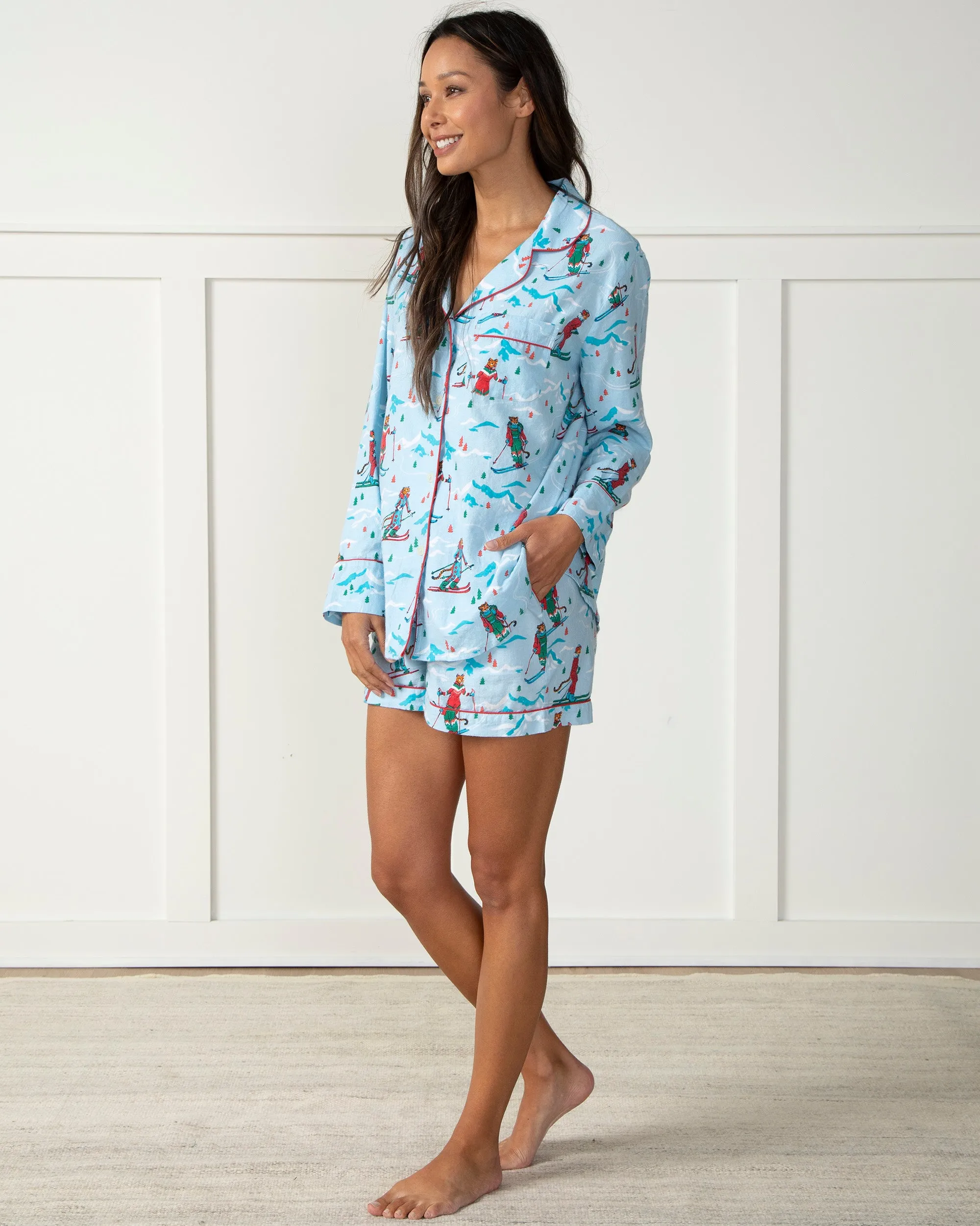 Hit the Slopes - Lightweight Flannel Long Sleeve Top & Shorts Set - Frosted Lake sold by Printfresh product image thumbnail 4