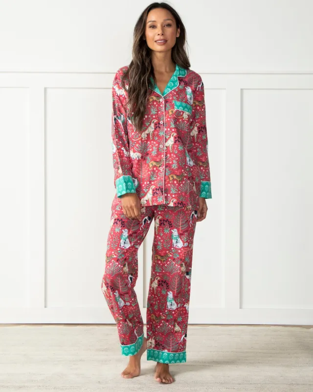 Happy Howlidays - Tall Flannel Long Sleep Set - Ruby sold by Printfresh