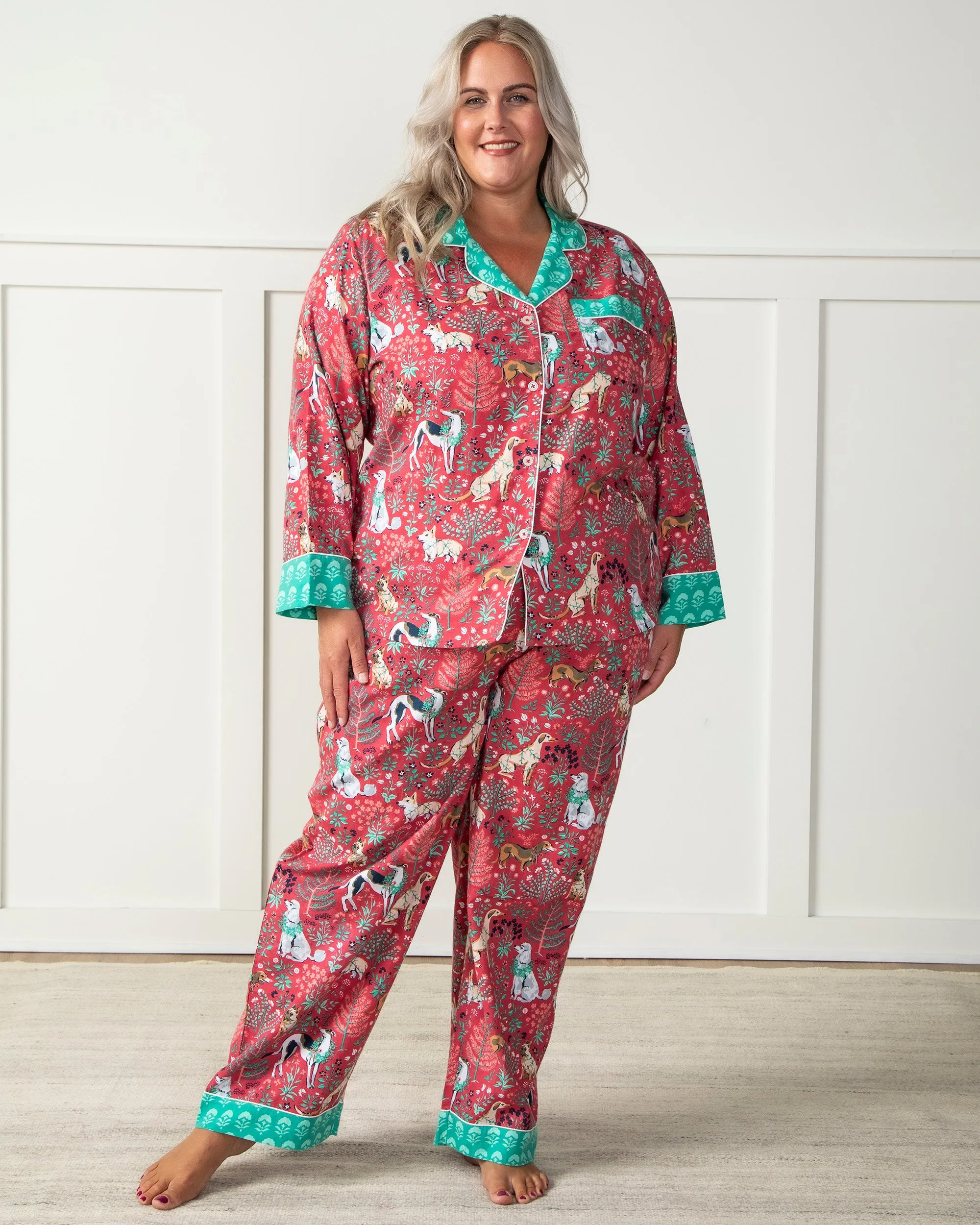 Happy Howlidays - Tall Flannel Long Sleep Set - Ruby sold by Printfresh product image thumbnail 2