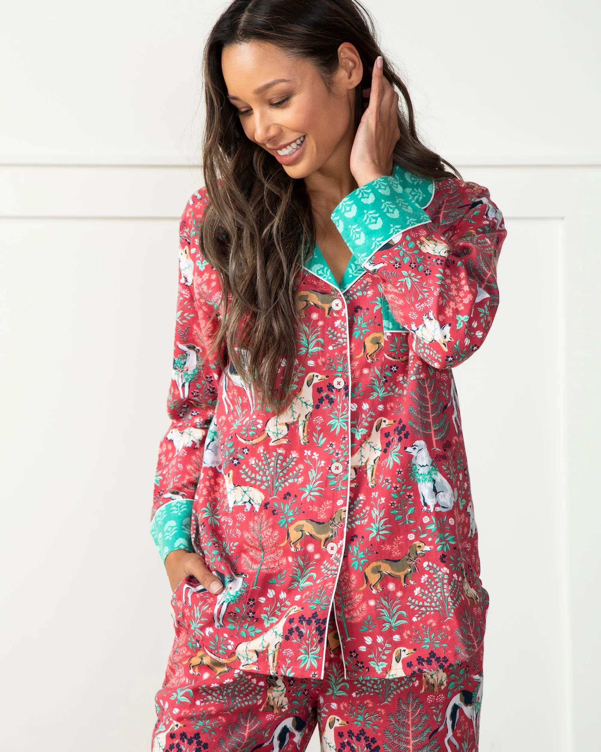 Happy Howlidays - Tall Flannel Long Sleep Set - Ruby sold by Printfresh product image thumbnail 4