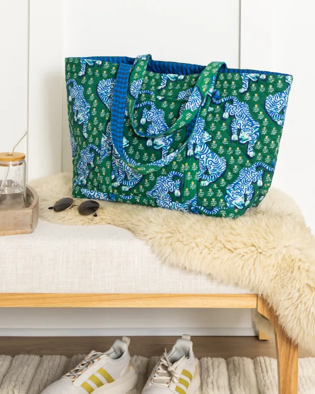 Tiger Queen - Weekend Bag with Pouch - Jade sold by Printfresh