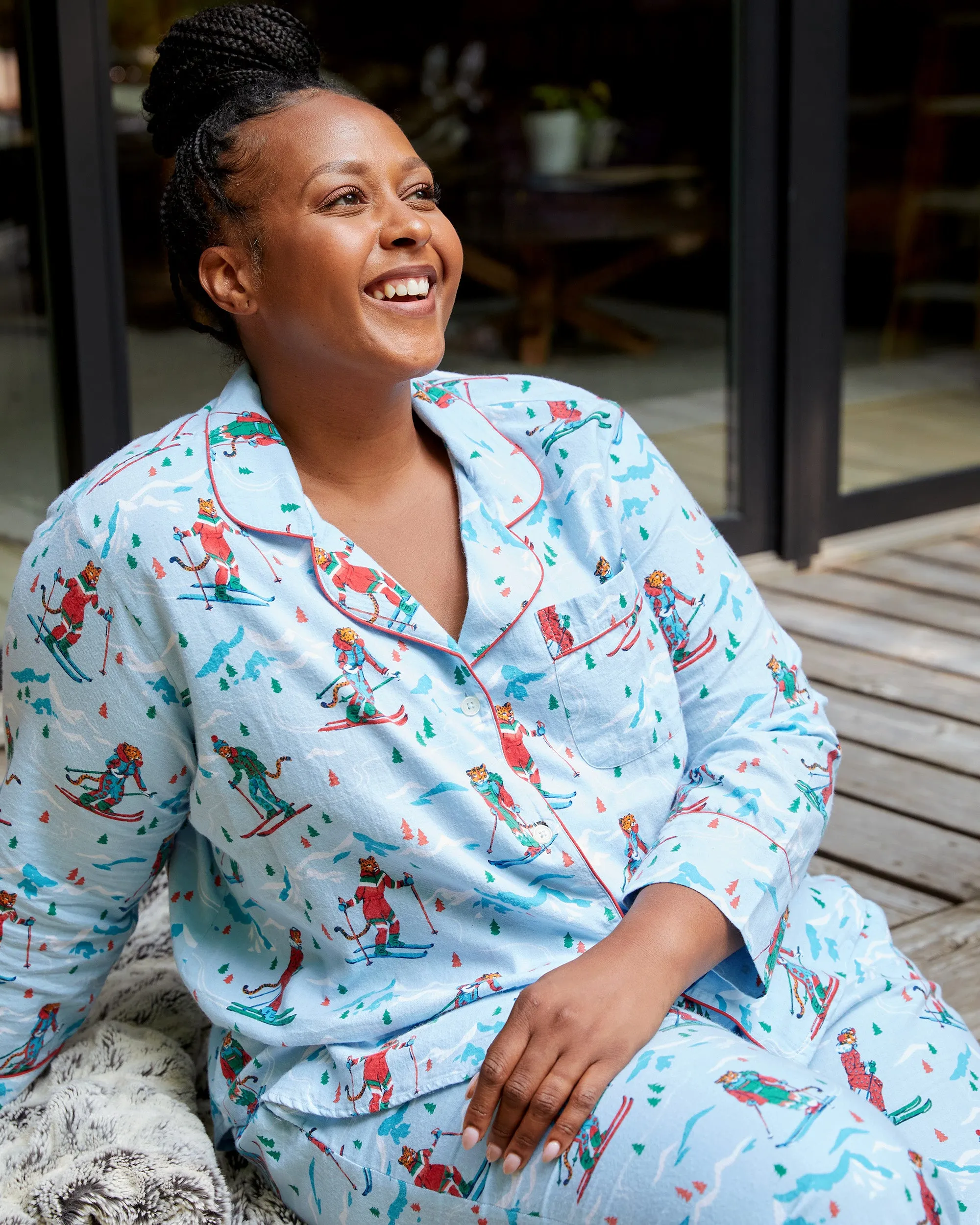 Hit the Slopes - Lightweight Flannel Long PJ Set - Frosted Lake sold by Printfresh product image thumbnail 2