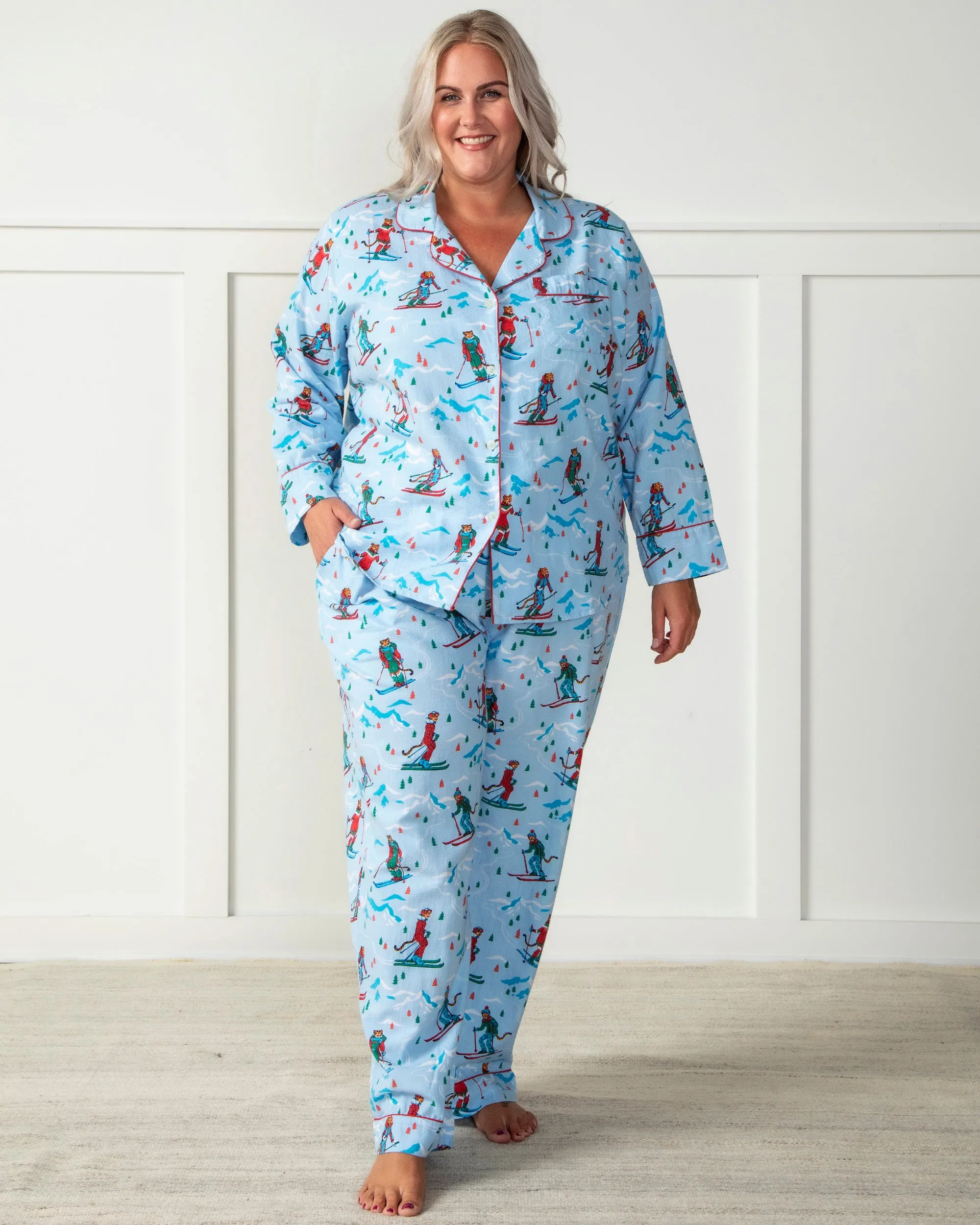 Hit the Slopes - Lightweight Flannel Long PJ Set - Frosted Lake sold by Printfresh product image thumbnail 4