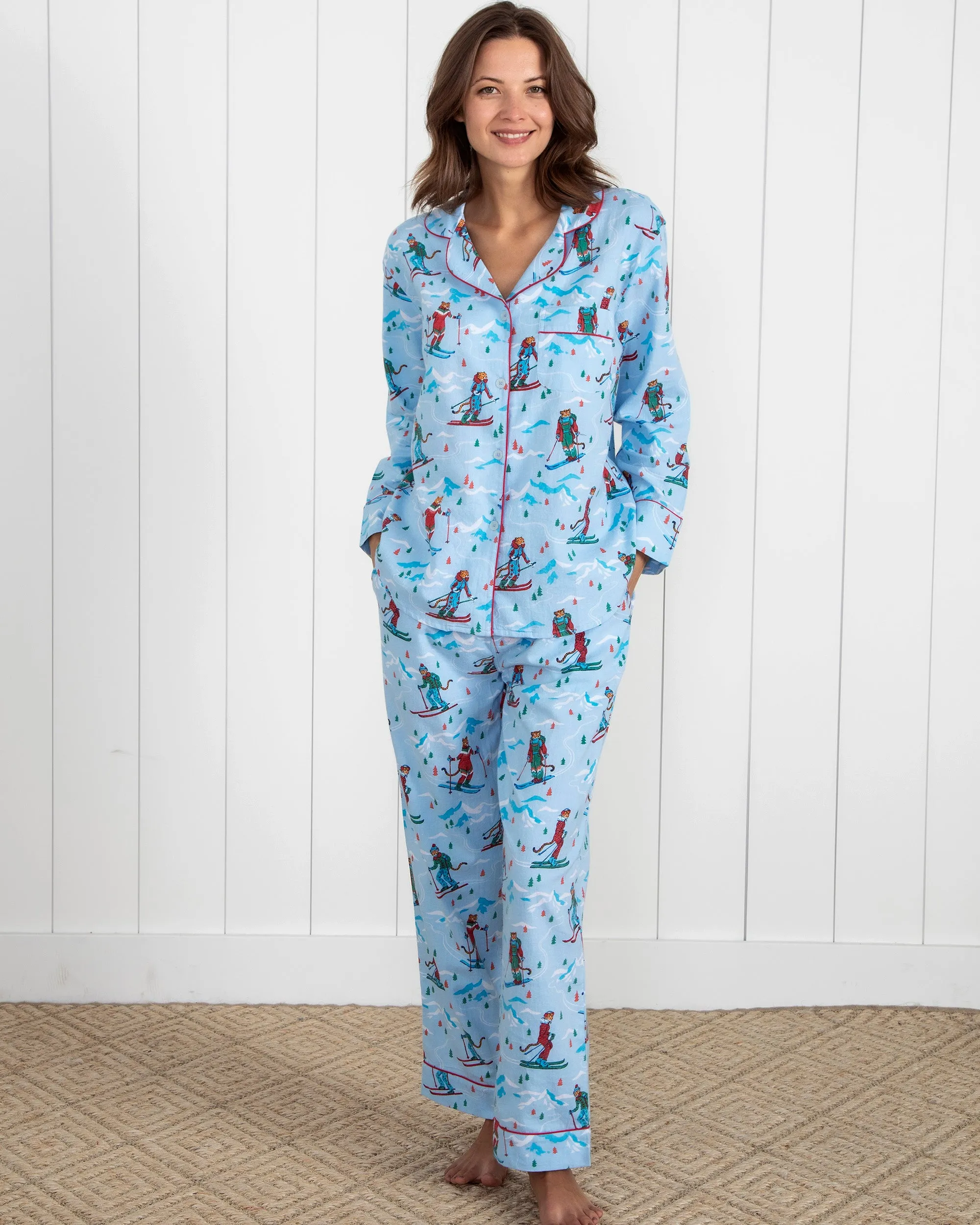 Hit the Slopes - Lightweight Flannel Long PJ Set - Frosted Lake sold by Printfresh product image thumbnail 3