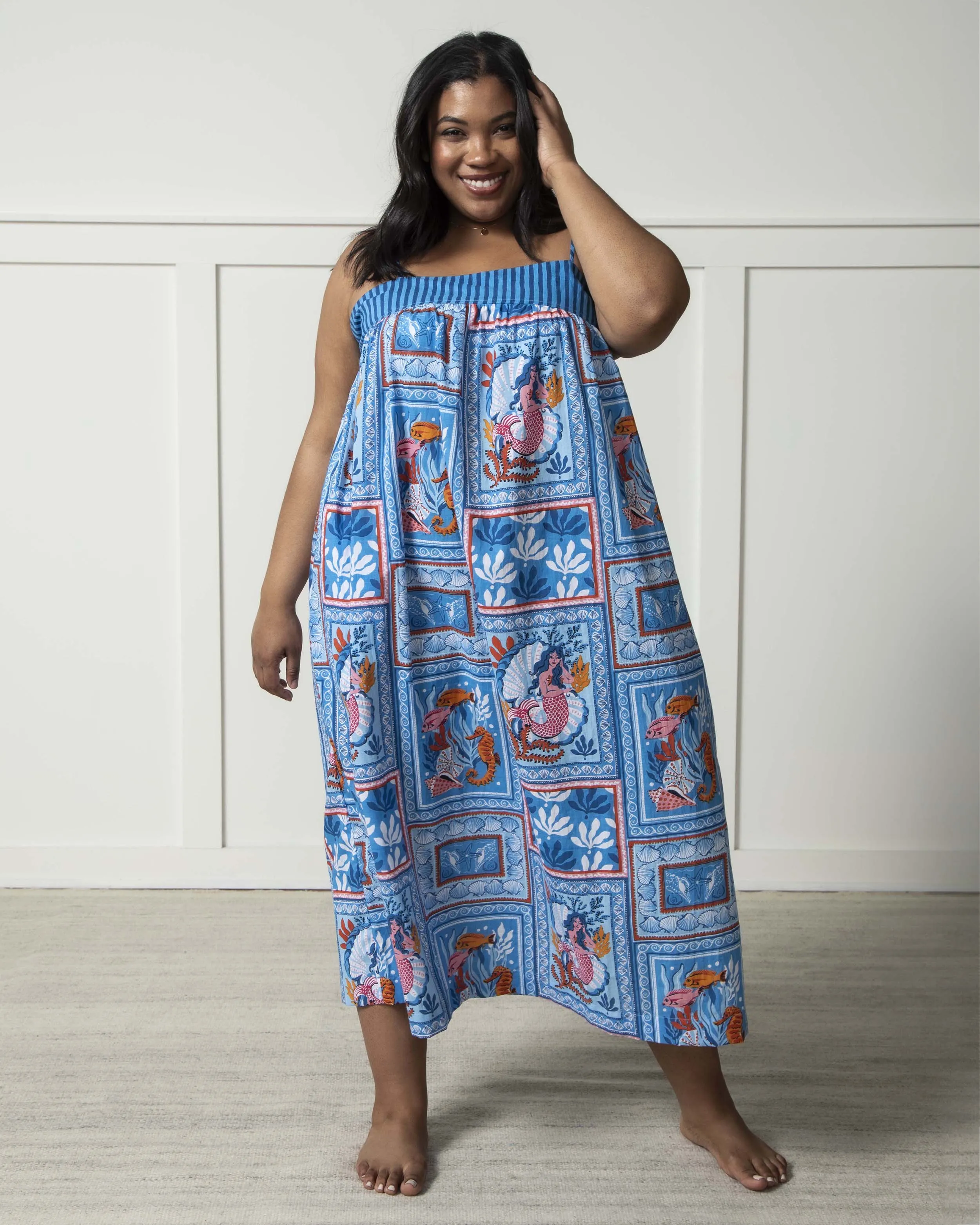 Tidal Tapestry - Daydream Nightgown - Saltwater Blue sold by Printfresh product image thumbnail 3