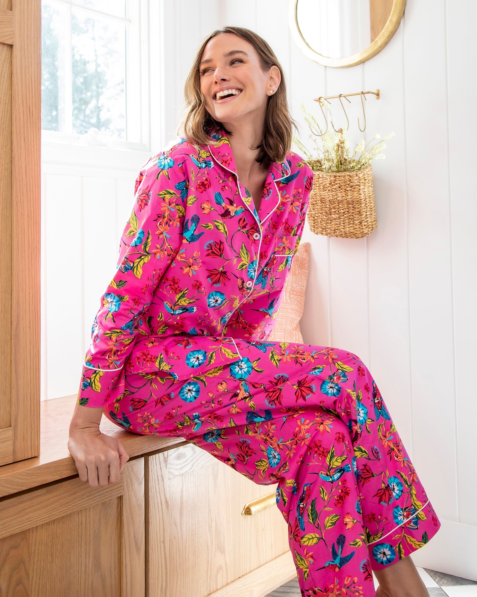 Hummingbird Haven - Petite Long Sleep Set - Fresh Raspberry sold by Printfresh product image thumbnail 6