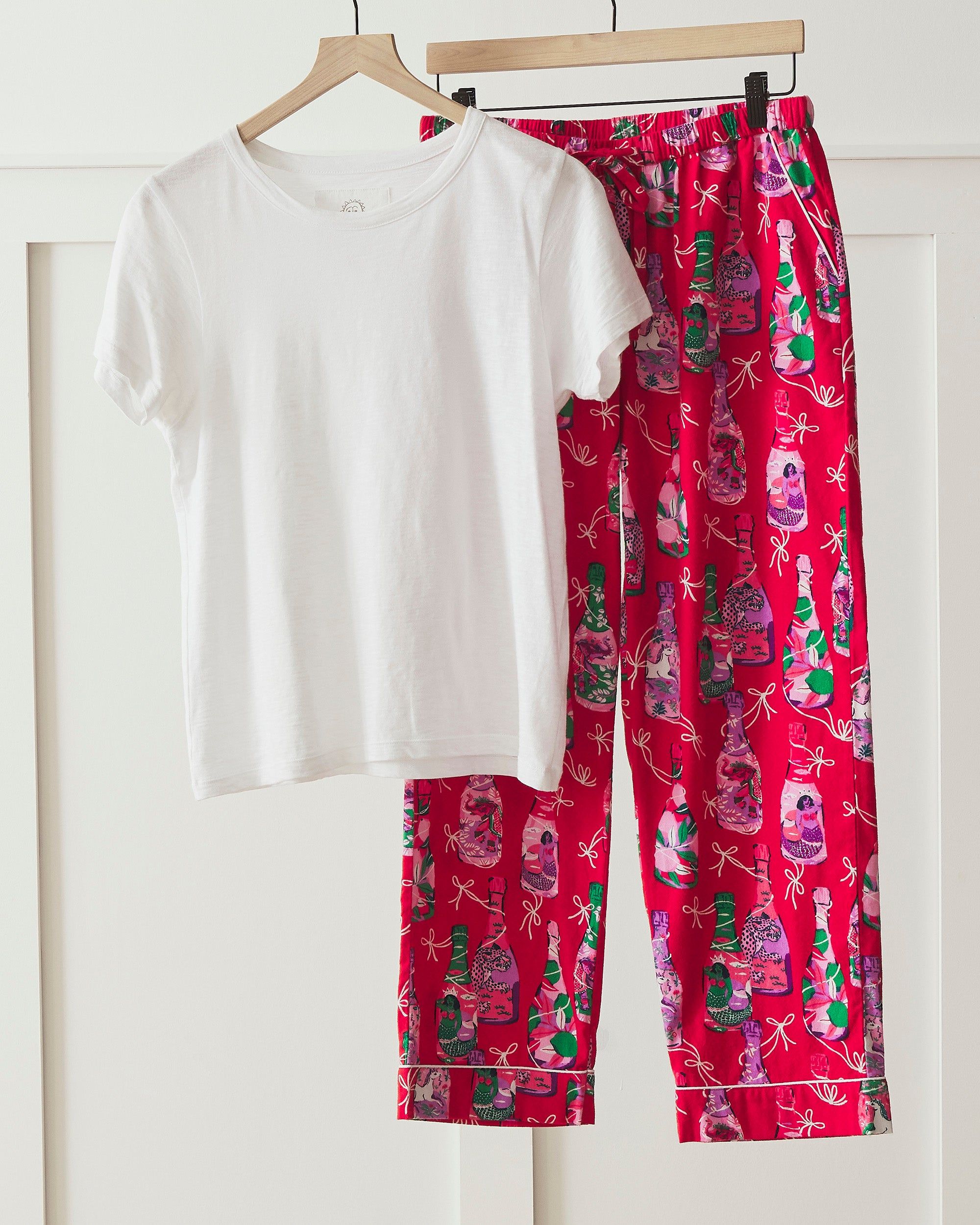 Pop the Bubbly - T-Shirt & Pajama Pant Set - Red Stocking sold by Printfresh product image thumbnail 2