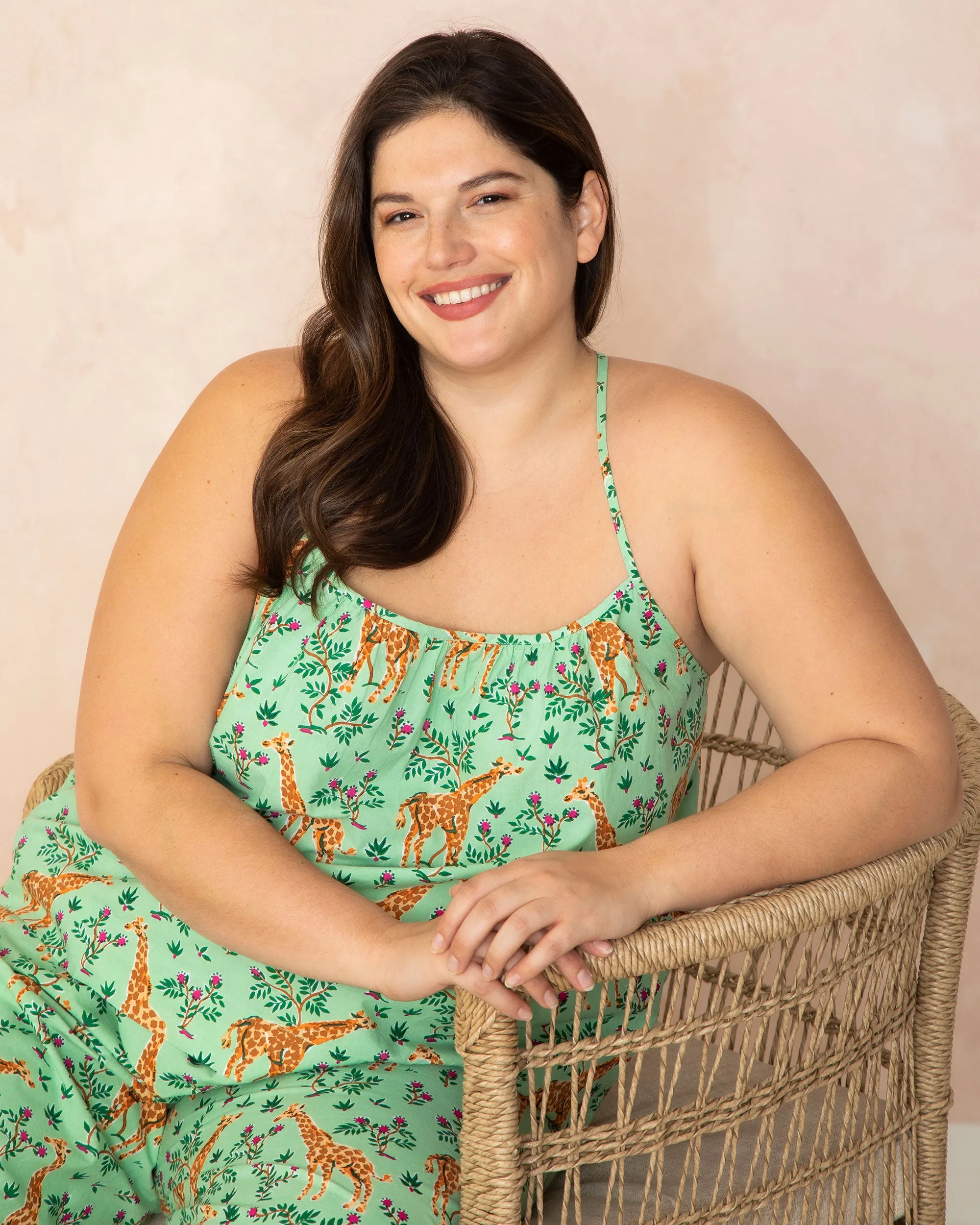 Grazing Giraffes - Cami Cropped Pants Set - Sage sold by Printfresh product image thumbnail 5