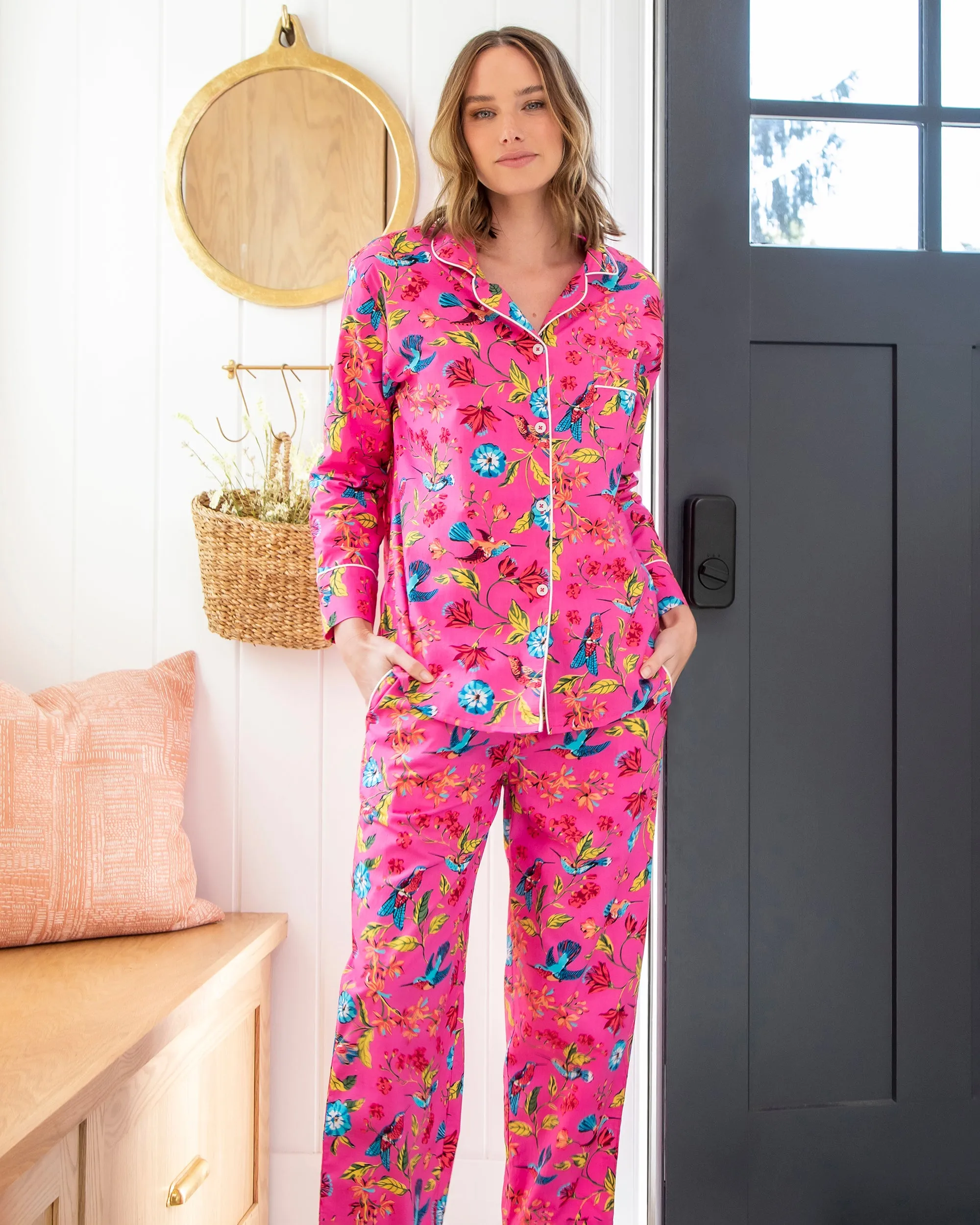 Hummingbird Haven - Long PJ Set - Fresh Raspberry sold by Printfresh product image thumbnail 2