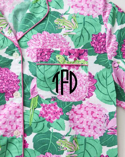 Secret Garden - Short Sleeve Top & Cropped Pajama Pants Set - Pink Hydrangea sold by Printfresh