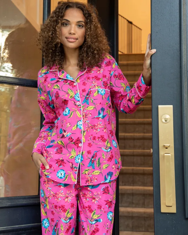 Hummingbird Haven - Long PJ Set - Fresh Raspberry made by Printfresh