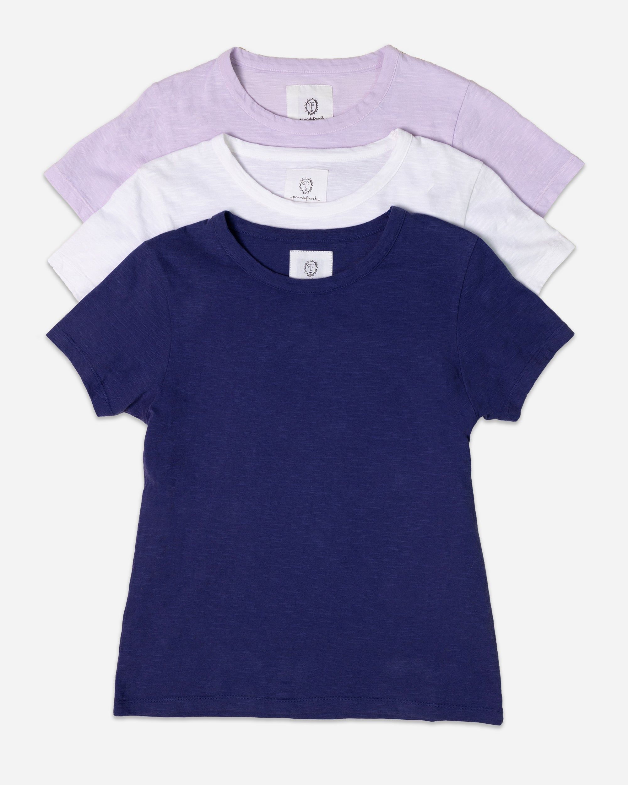 Saturday Tee - Knit T-Shirt 3-Pack - Cloud/Orchid Hush/Indigo sold by Printfresh