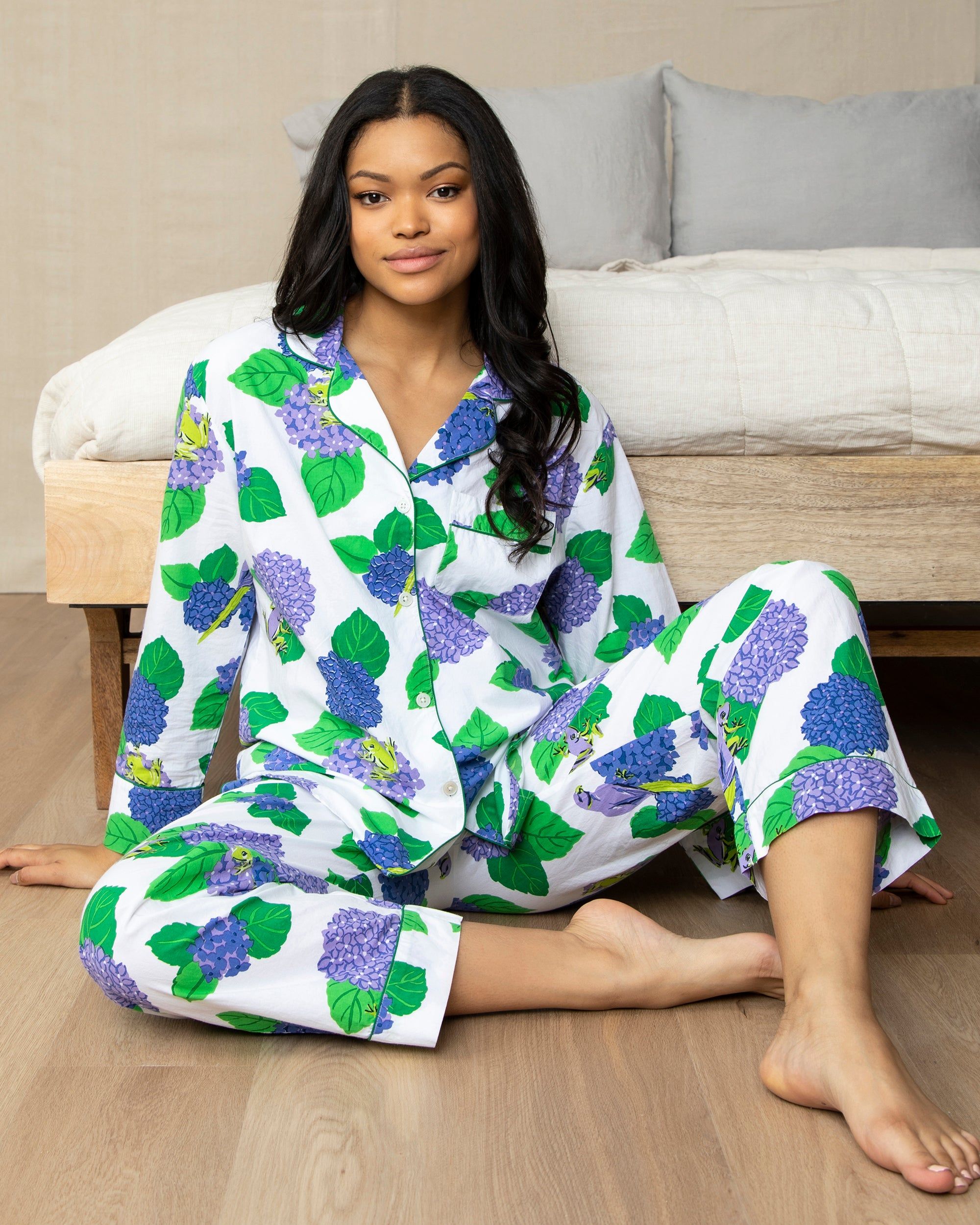 Hydrangea Hideaway - Long Sleep Set - Cloud sold by Printfresh