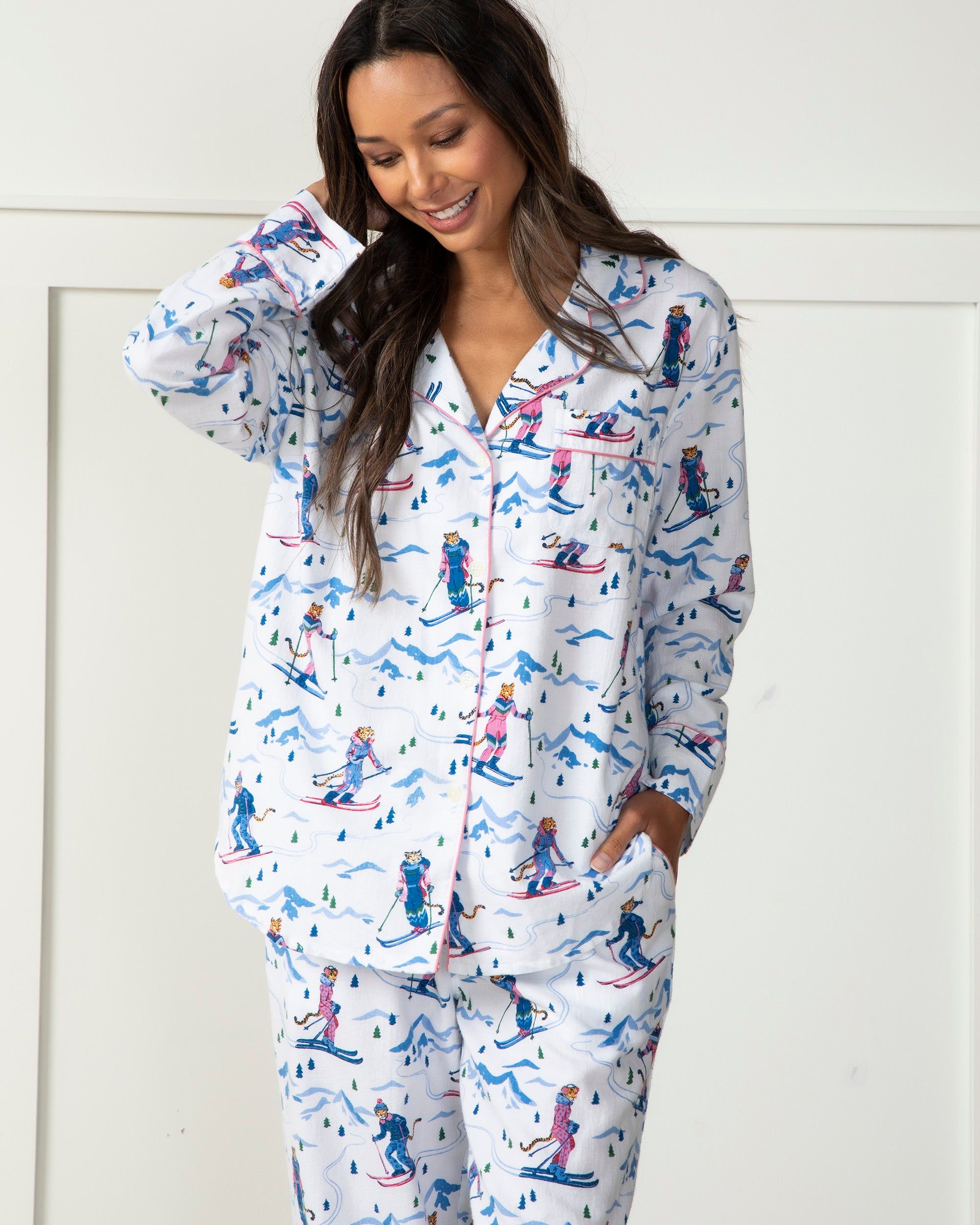 Hit the Slopes - Tall Flannel Long Sleep Set - Icicle sold by Printfresh product image thumbnail 4