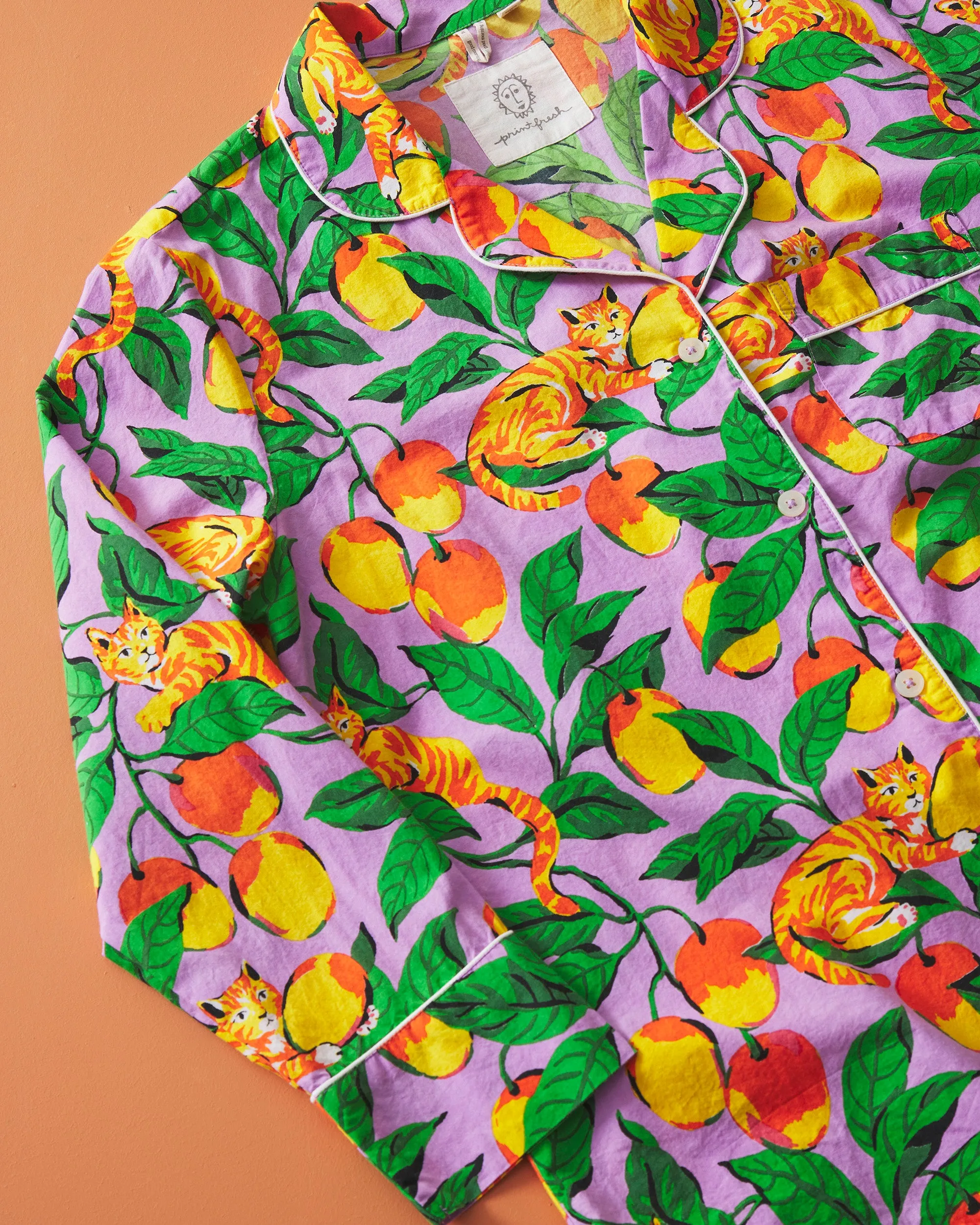 Mango Tabby - Long PJ Set - Orchid Bloom sold by Printfresh product image thumbnail 2