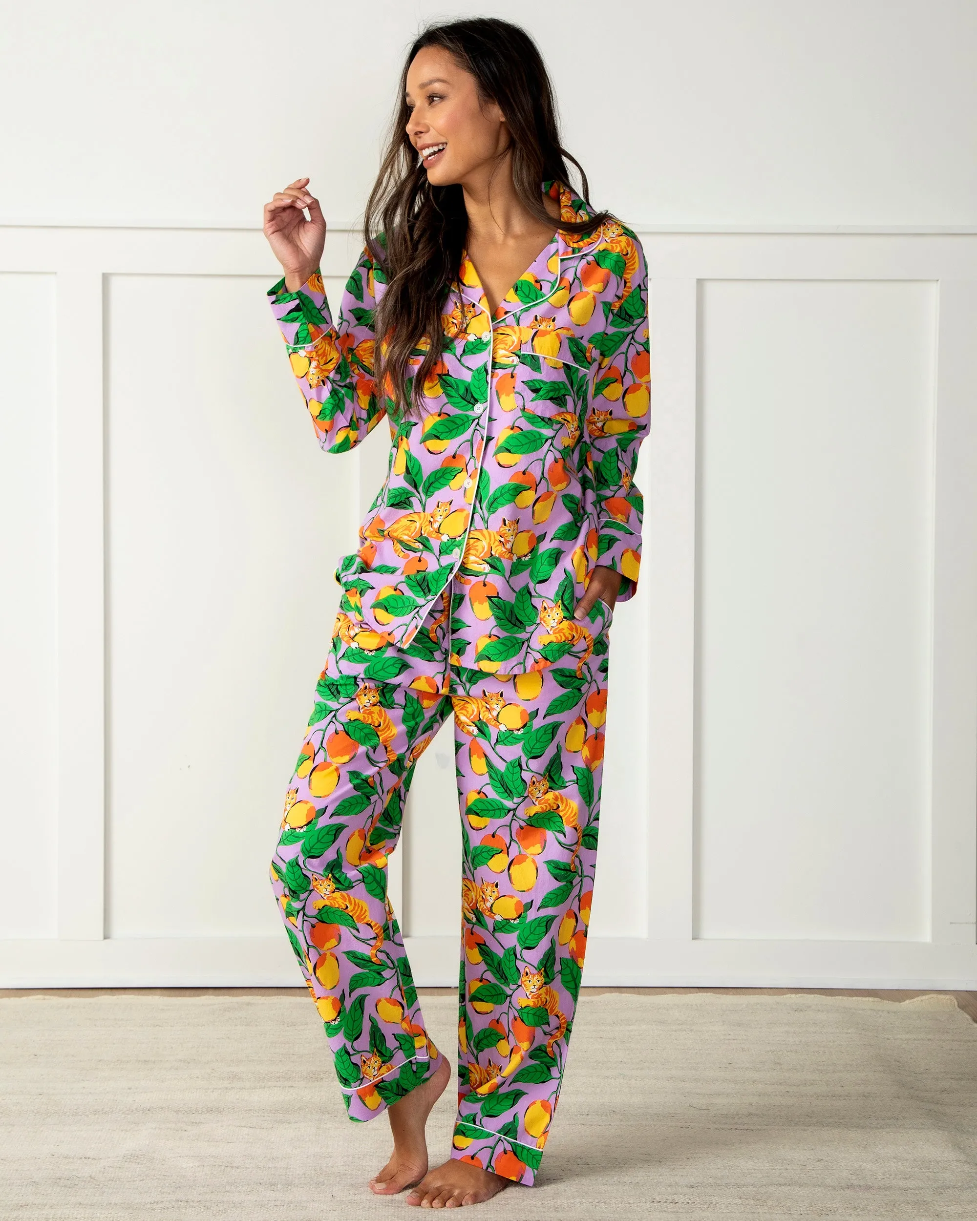 Mango Tabby - Long PJ Set - Orchid Bloom sold by Printfresh product image thumbnail 3