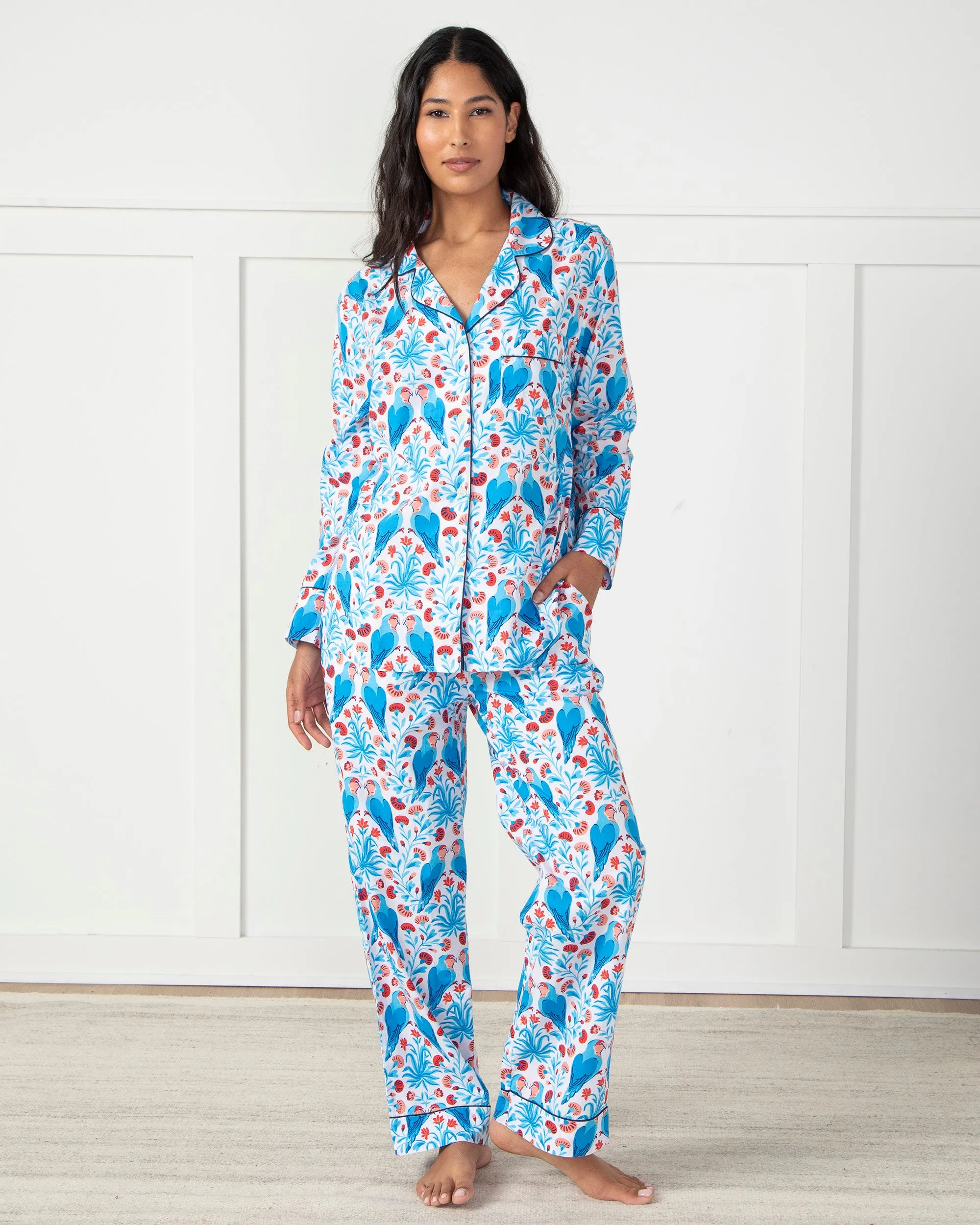 Lovebirds - Long PJ Set - Blue Cloud sold by Printfresh