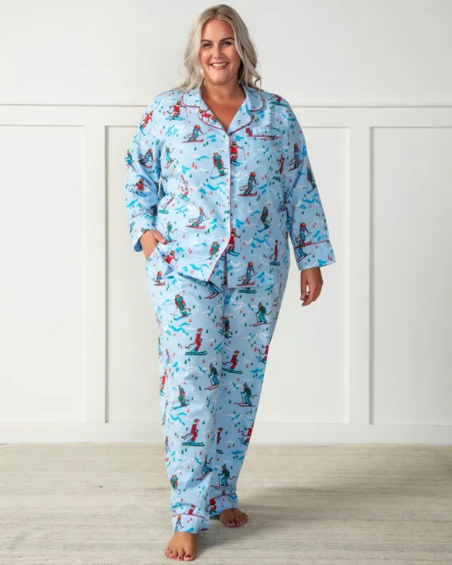 Hit the Slopes - Tall Flannel Long Sleep Set - Frosted Lake sold by Printfresh