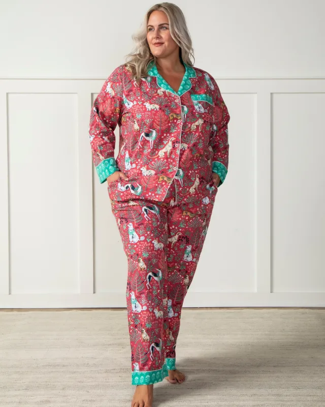 Happy Howlidays - Petite Flannel Long Sleep Set - Ruby sold by Printfresh