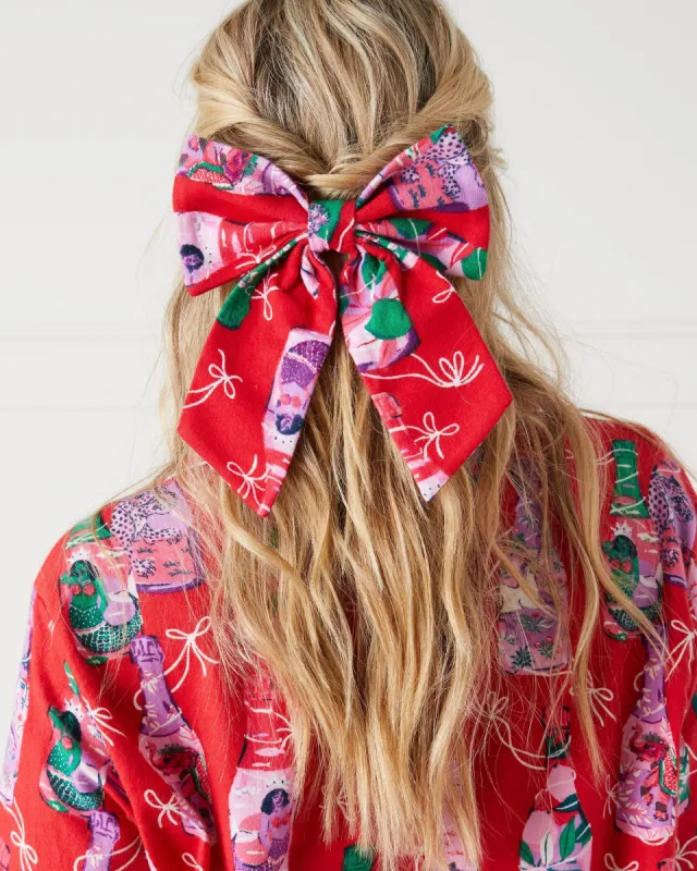 Pop the Bubbly - The Preppy Hair Bow - Red Stocking sold by Printfresh