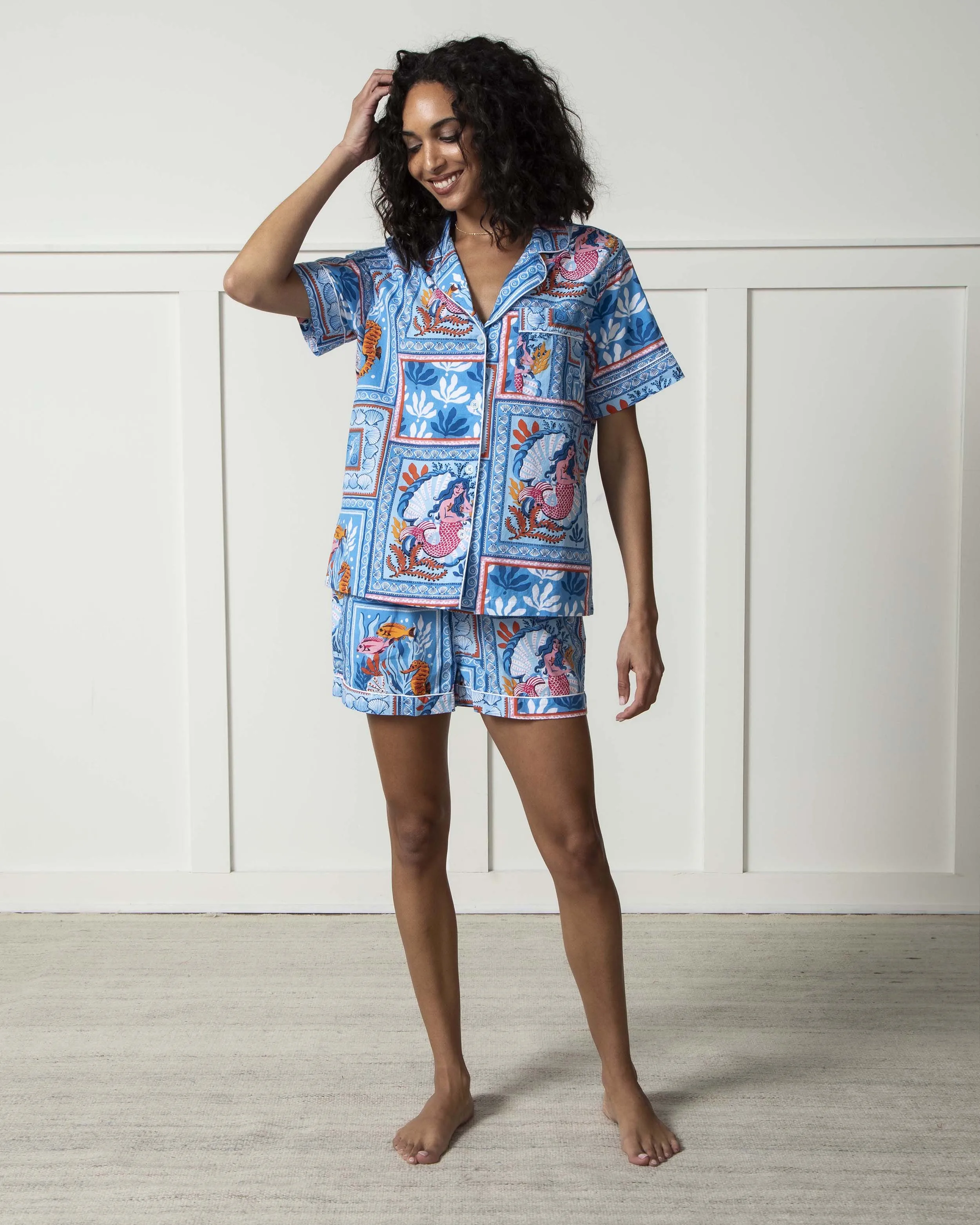 Tidal Tapestry - Short PJ Set - Saltwater Blue sold by Printfresh product image thumbnail 4