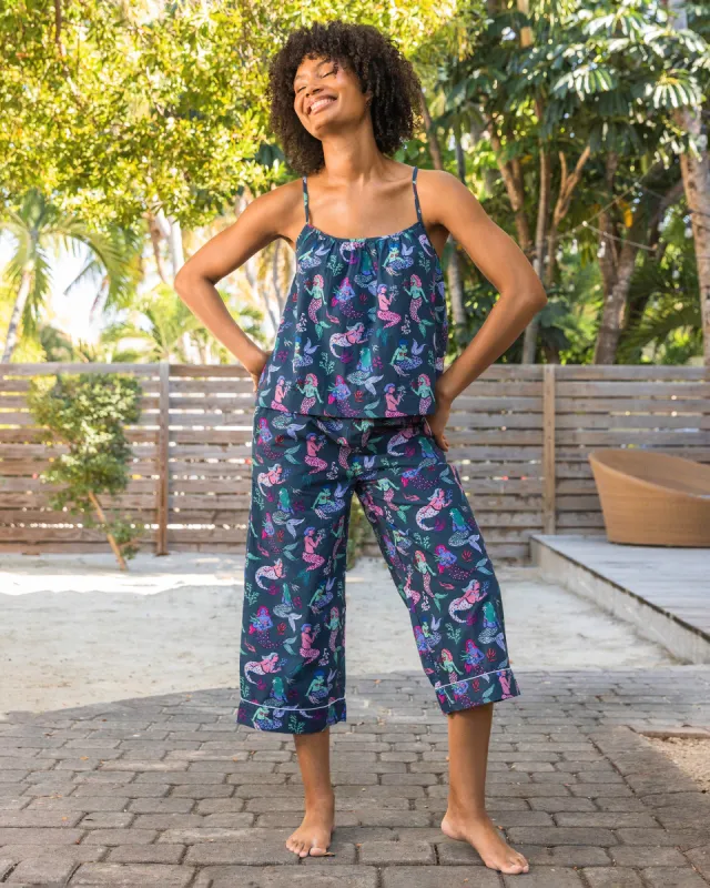 Mythical Mermaids - Cami Cropped Pants Set - Shoreline Blue sold by Printfresh