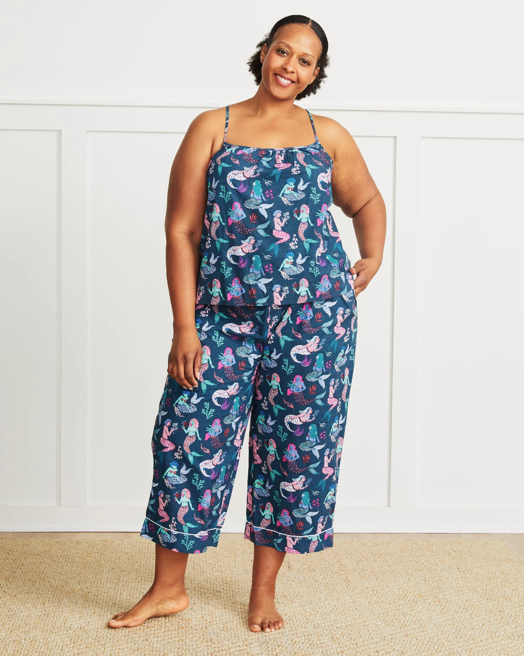 Mythical Mermaids - Cami Cropped Pants Set - Shoreline Blue sold by Printfresh product image thumbnail 2