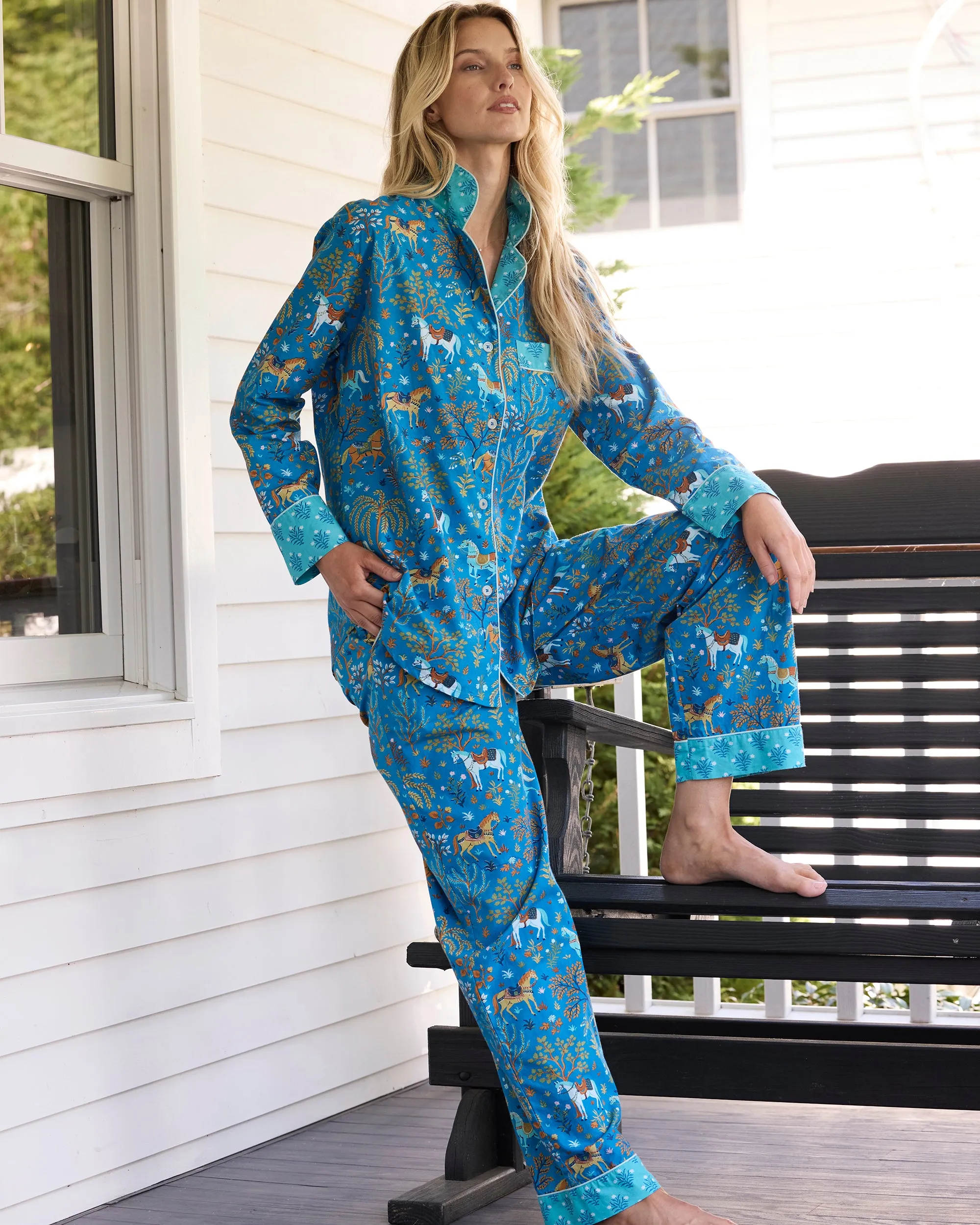 Show Pony - Tall Long PJ Set - Steel Blue sold by Printfresh product image thumbnail 2
