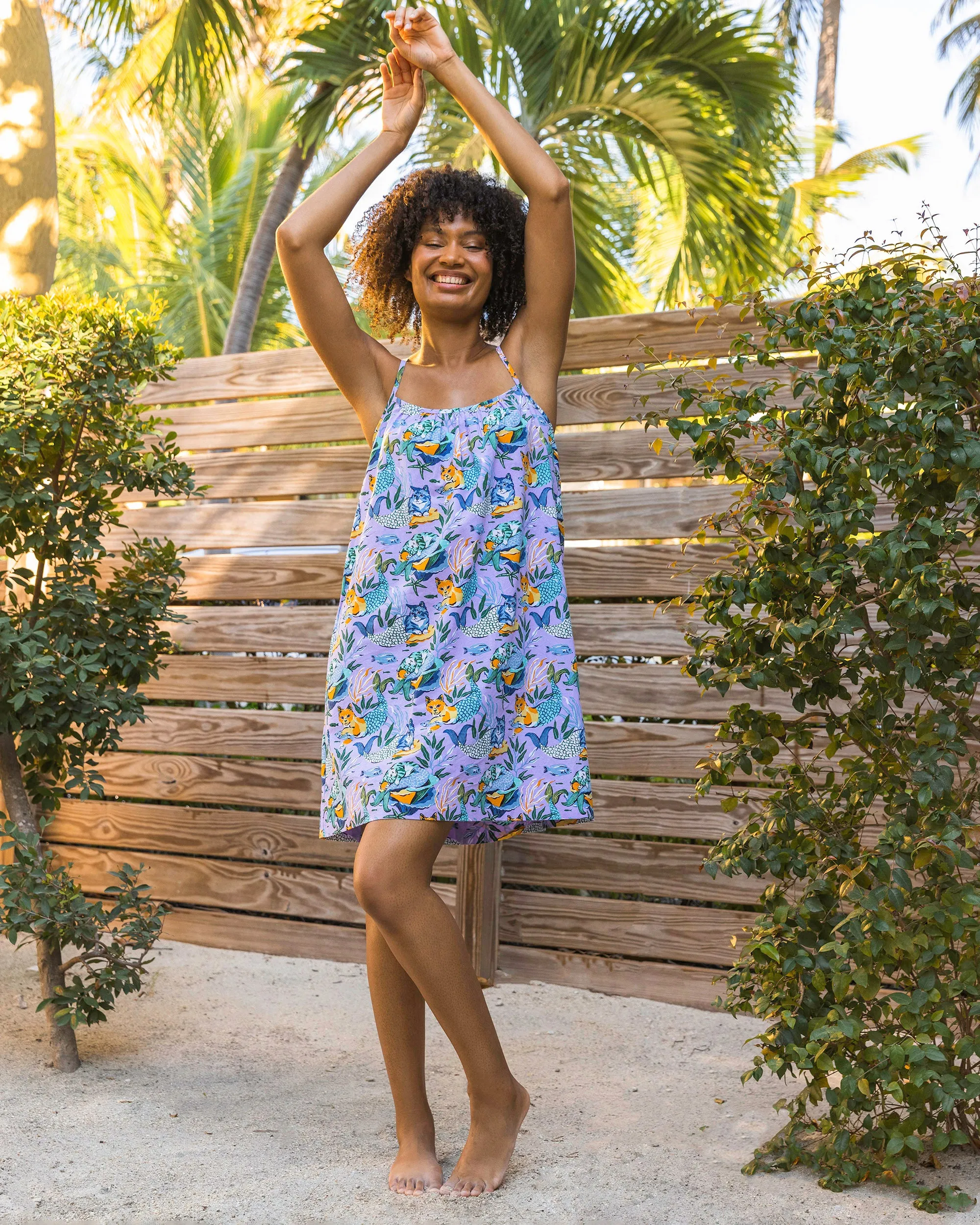 Meowing Mermaids - Cami Nightgown - Lavender sold by Printfresh product image thumbnail 4