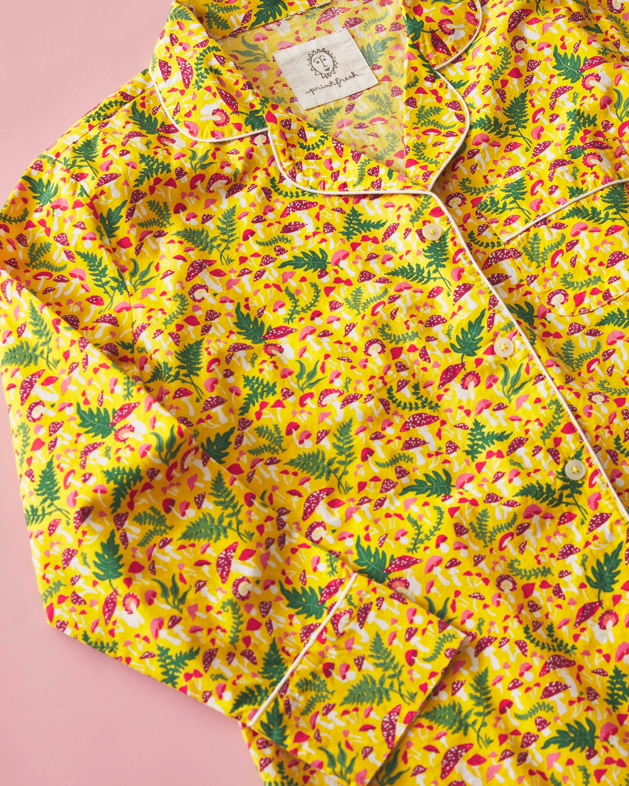 Toadstools - Long PJ Set - Sunshine Yellow sold by Printfresh product image thumbnail 3