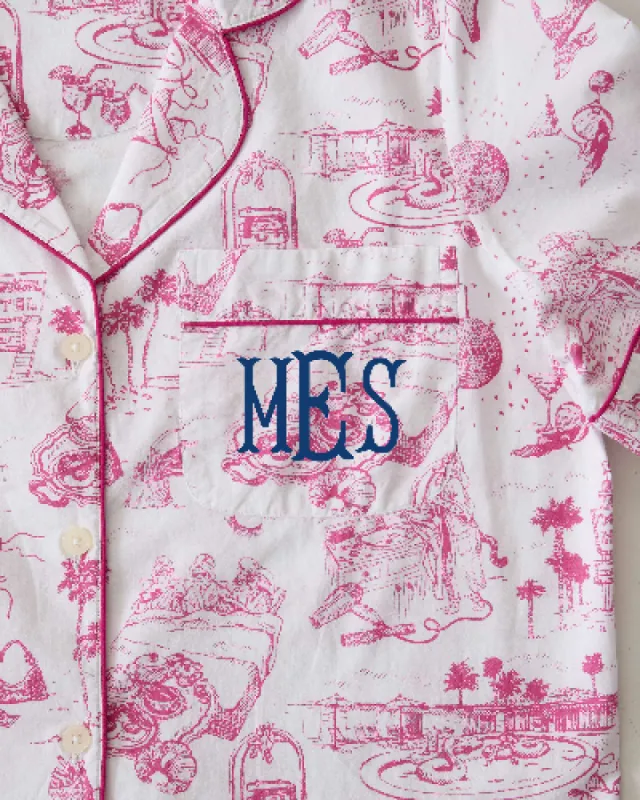 PF x Sean Taylor Girls' Trip Toile - Long PJ Set - Pink Cloud sold by Printfresh