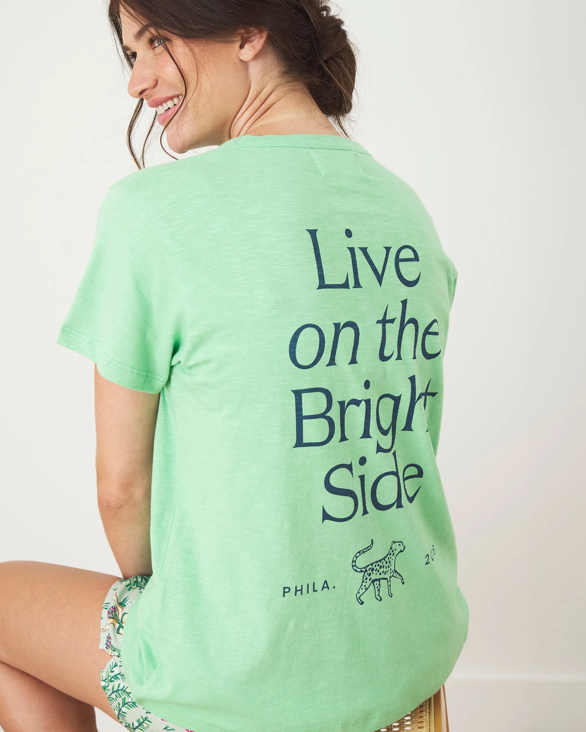 Live On The Bright Side - Oversized Graphic Tee - Avocado sold by Printfresh product image thumbnail 5