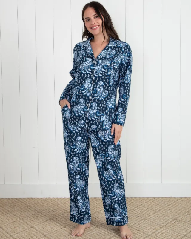 Tiger Queen - Petite Long PJ Set - Navy sold by Printfresh