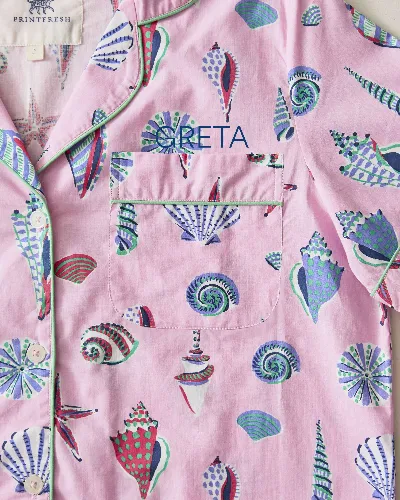 Beachcomber - Short Sleeve Top & Cropped Pants Set - Pink Sand sold by Printfresh