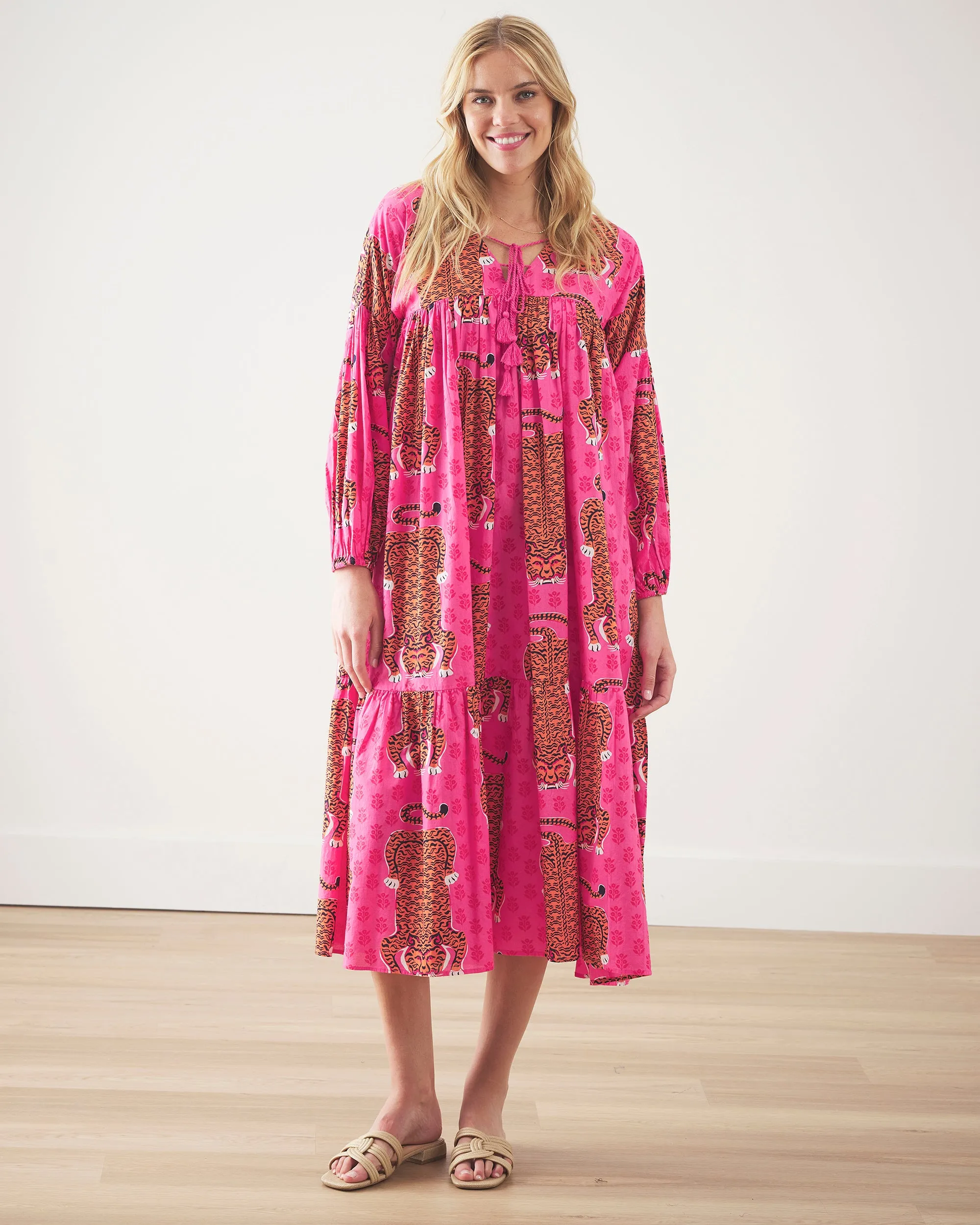 Siberian Stripes - Day Tripper Dress - Neon Rose sold by Printfresh product image thumbnail 2