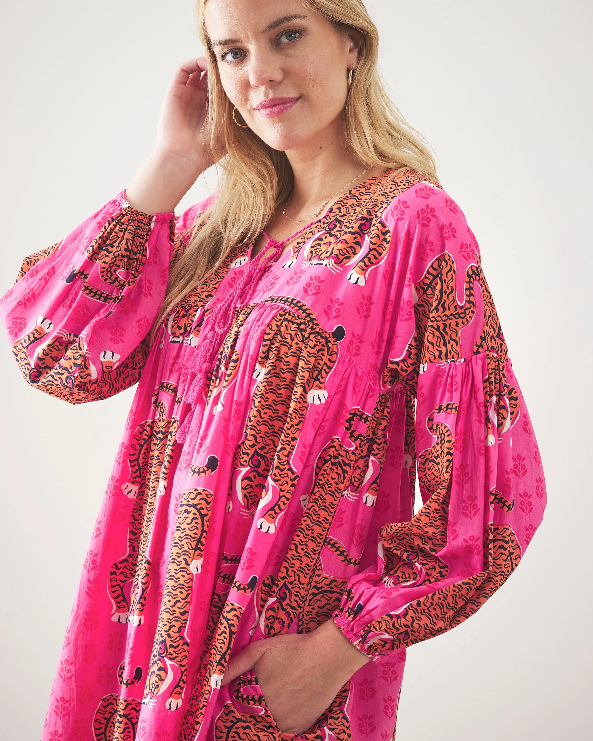 Siberian Stripes - Day Tripper Dress - Neon Rose sold by Printfresh product image thumbnail 4