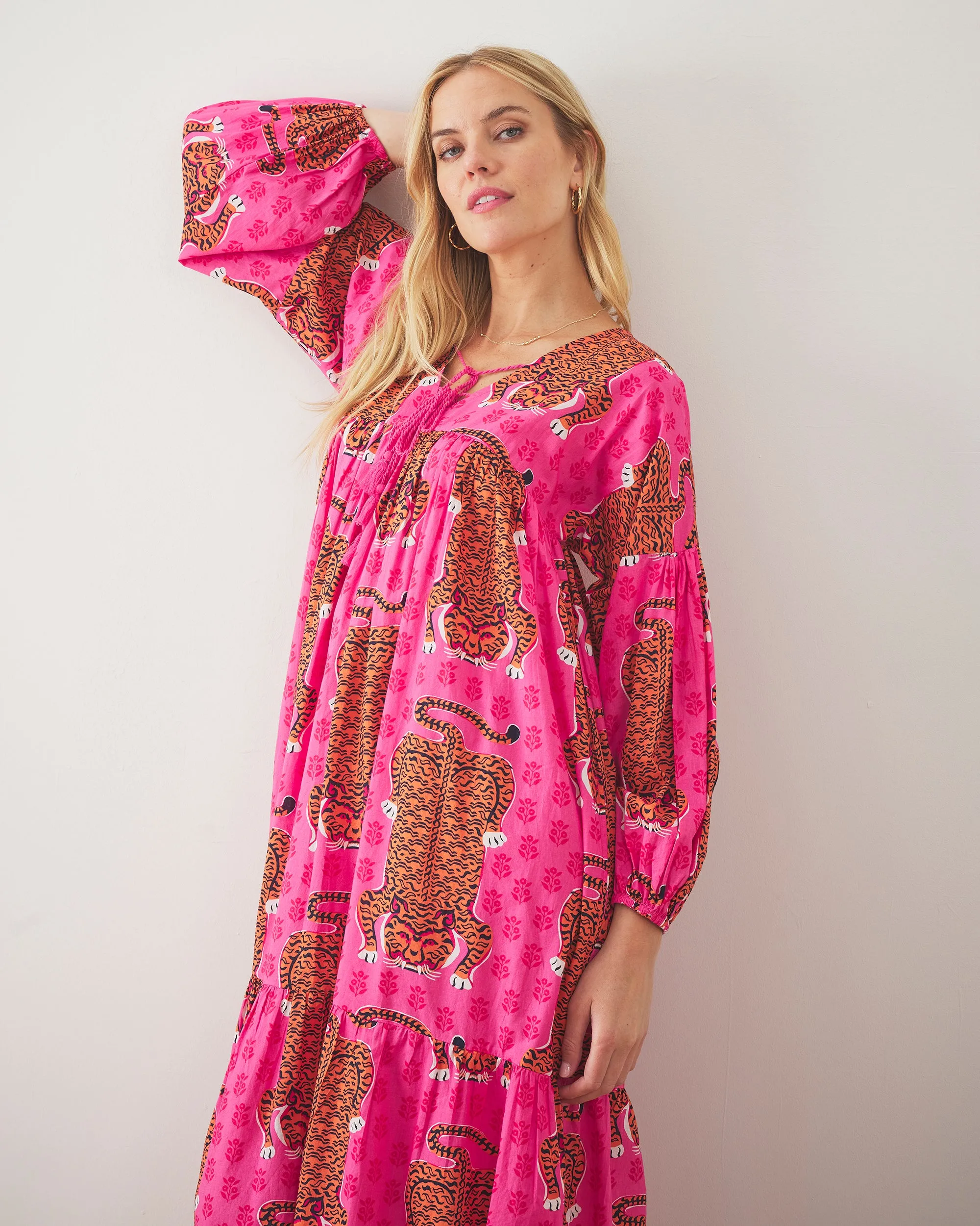 Siberian Stripes - Day Tripper Dress - Neon Rose sold by Printfresh