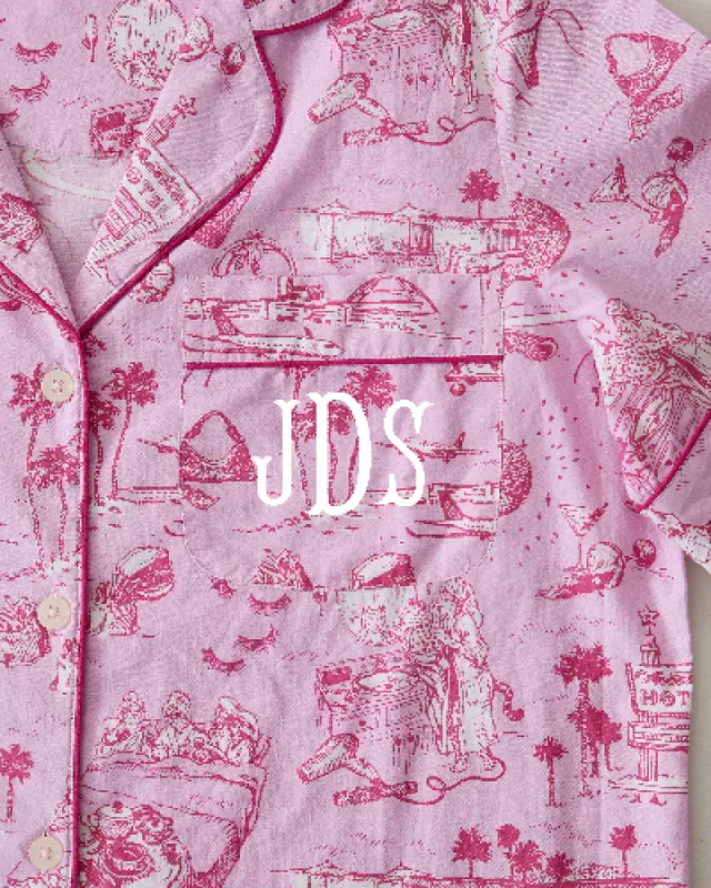 PF x Sean Taylor Girls' Trip Toile - Long PJ Set - Rose sold by Printfresh