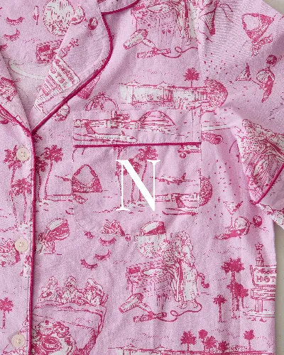 PF x Sean Taylor Girls' Trip Toile - Short PJ Set - Rose sold by Printfresh