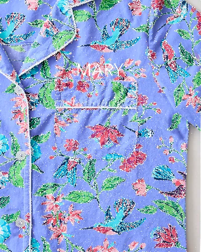 Hummingbird Haven - Short Sleeve Top & Cropped Pants Set + Gift Pouch - Crocus sold by Printfresh