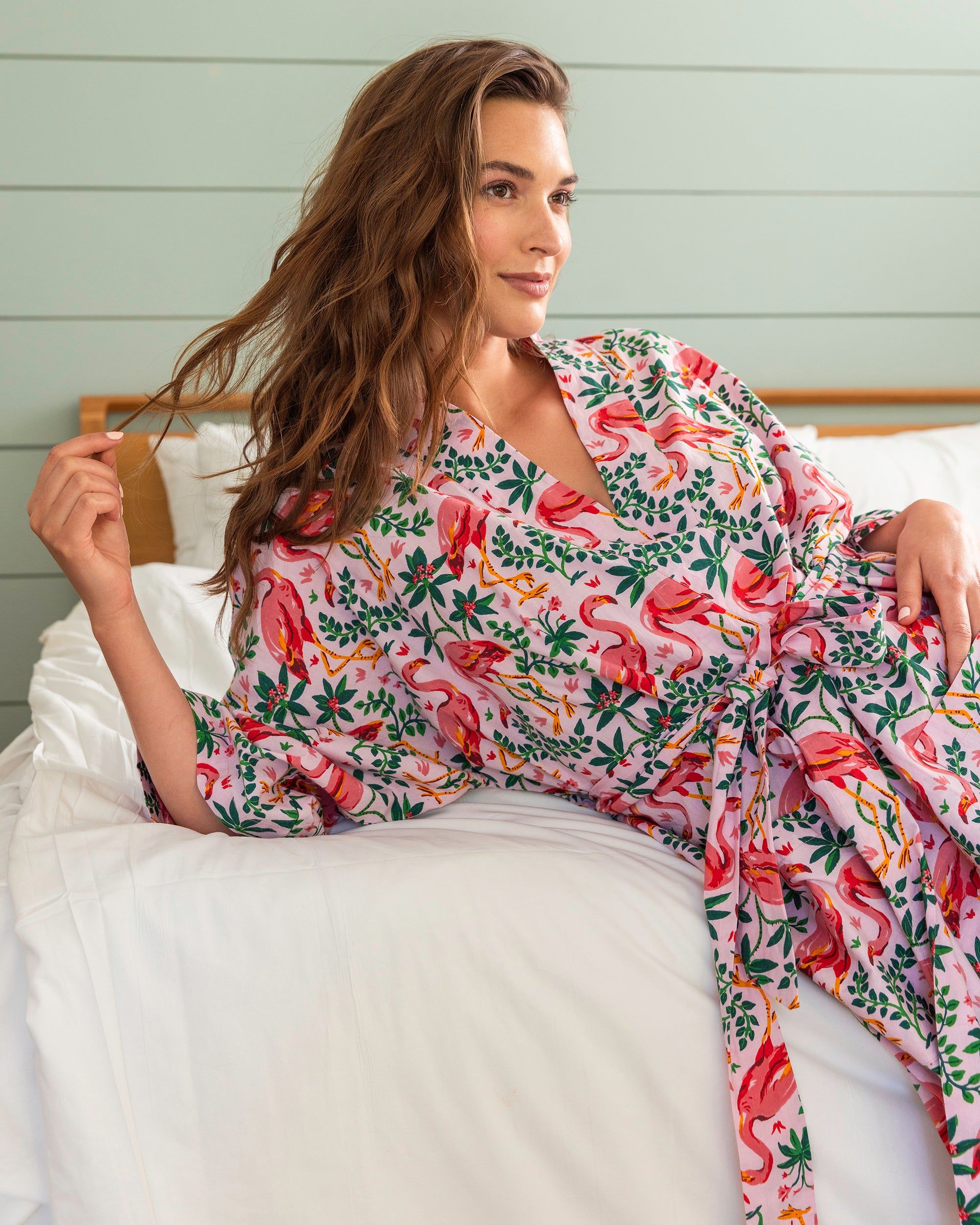 Flock of Flamingos - Robe - Rose sold by Printfresh product image thumbnail 2