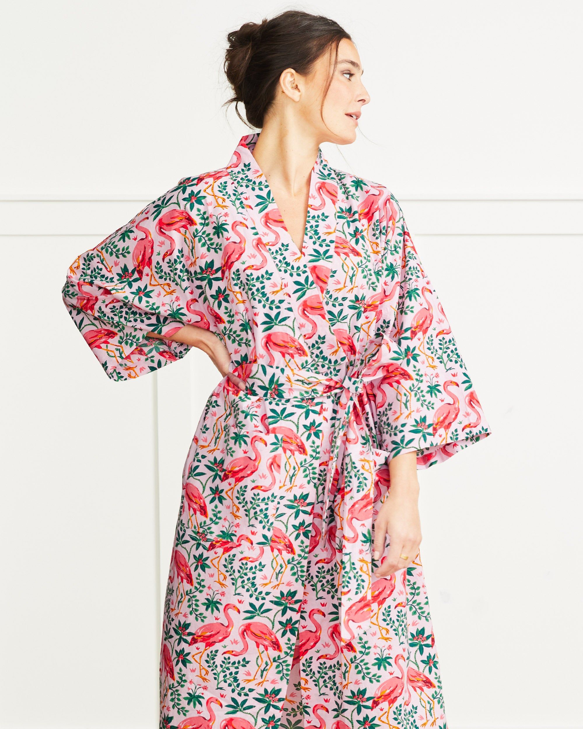 Flock of Flamingos - Robe - Rose sold by Printfresh product image thumbnail 4