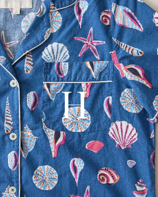 Beachcomber  - Short Sleeve Top & Cropped Pants Set - Shoreline Blue sold by Printfresh