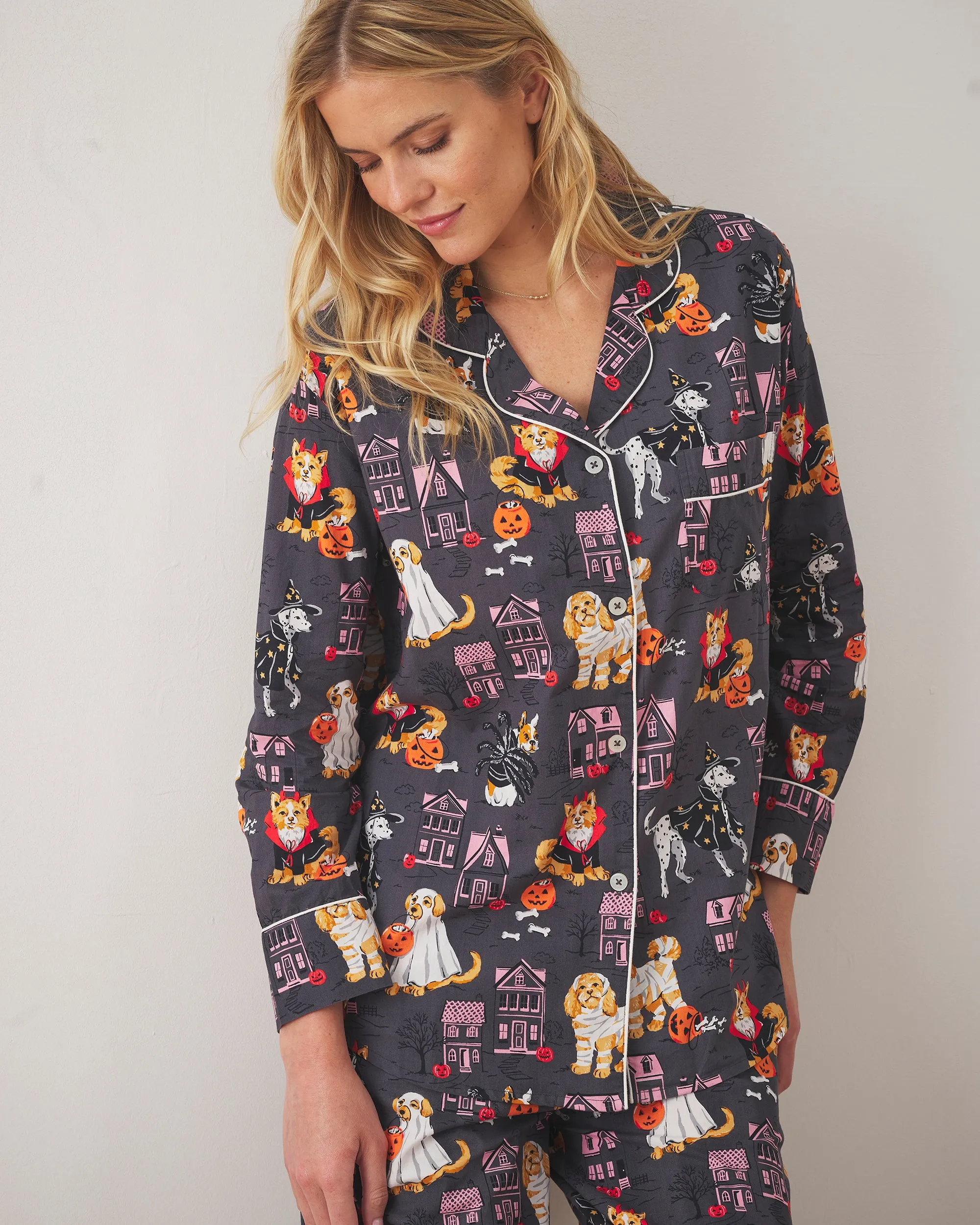 Howloween Night - Petite Long PJ Set - Moon Rock sold by Printfresh