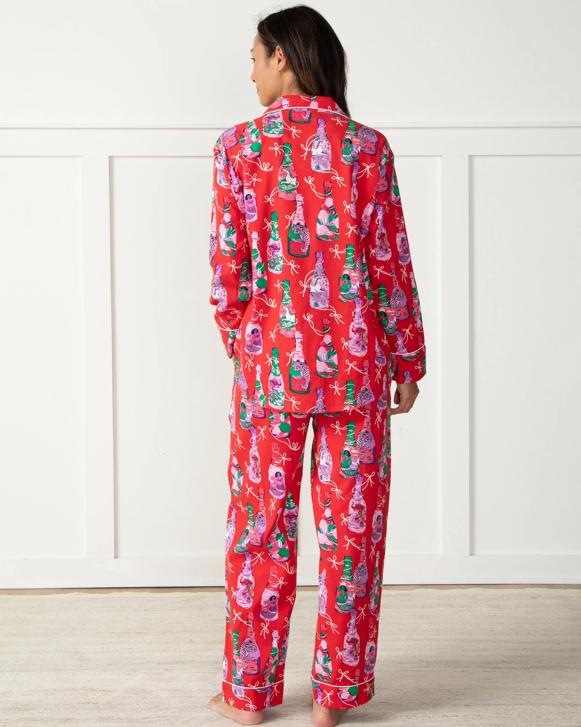 Pop the Bubbly - Brushed Twill Long PJ Set - Red Stocking sold by Printfresh product image thumbnail 5