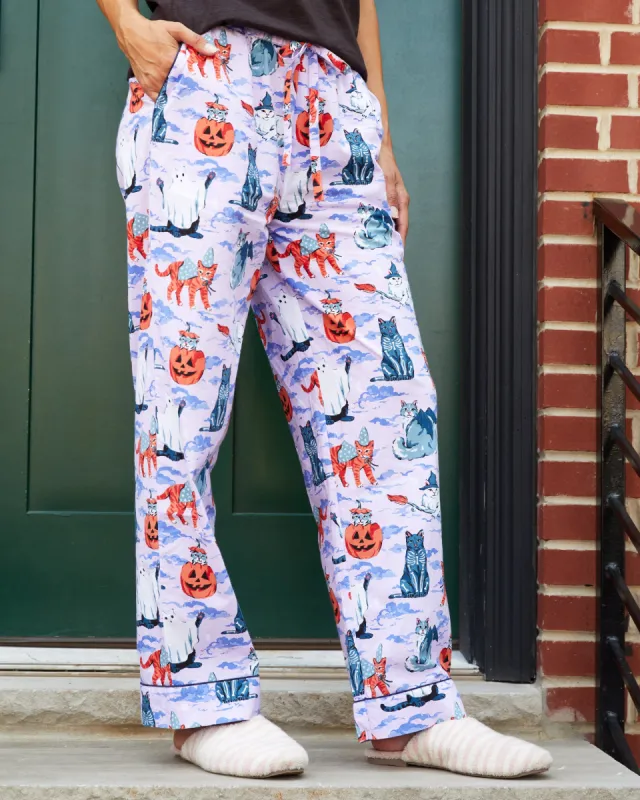 Halloween House Cats - PJ Pants - Lavender sold by Printfresh
